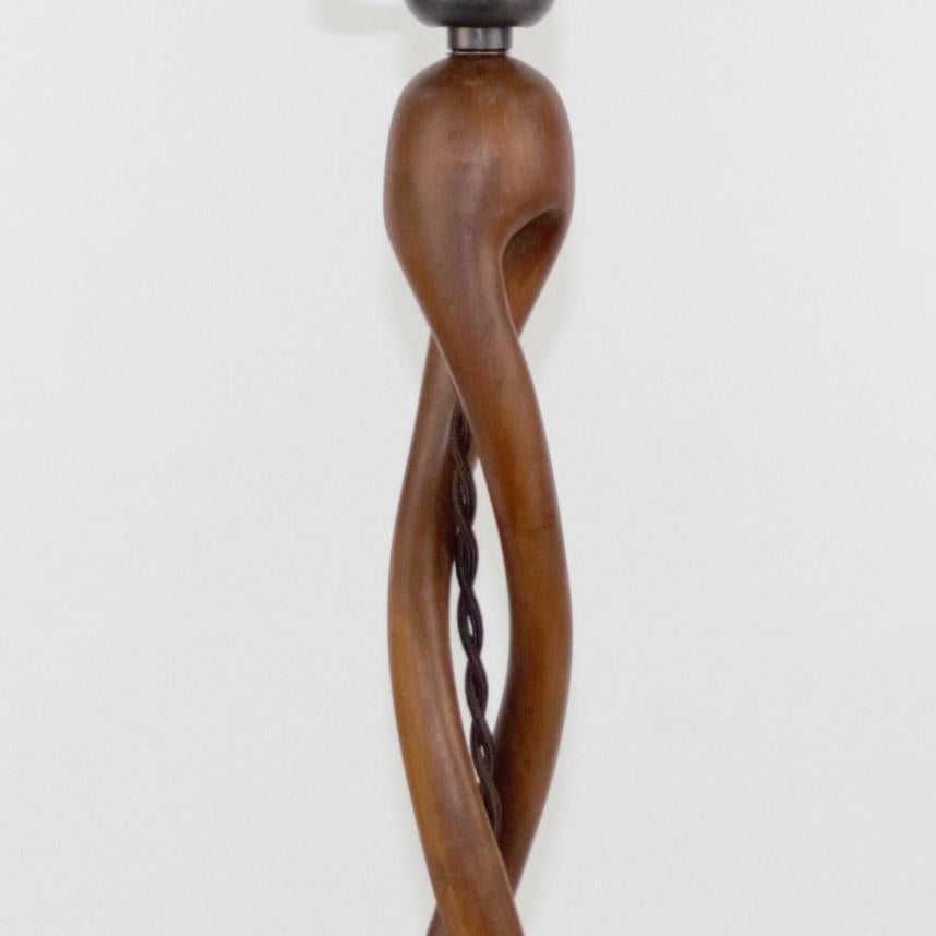 Artisanal Wood Table Lamp In Good Condition For Sale In Denver, CO