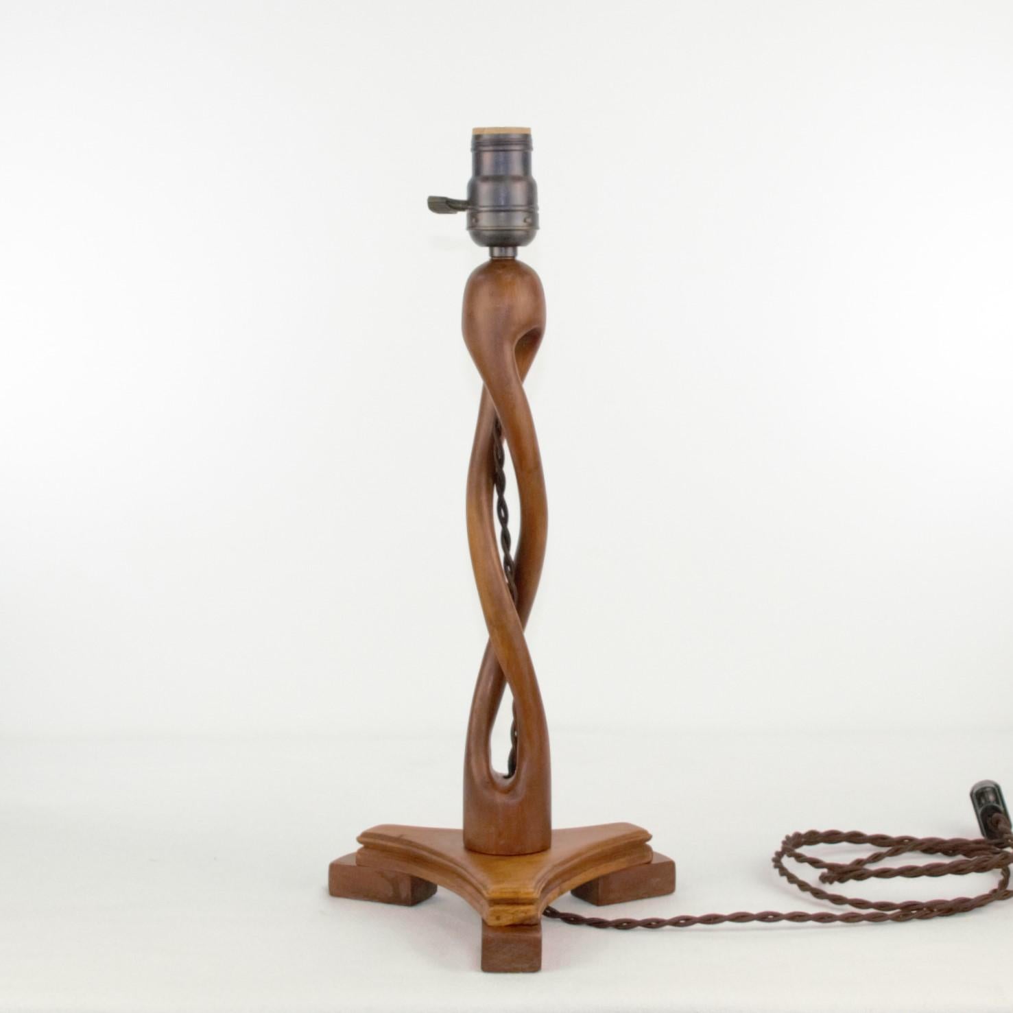 20th Century Artisanal Wood Table Lamp For Sale