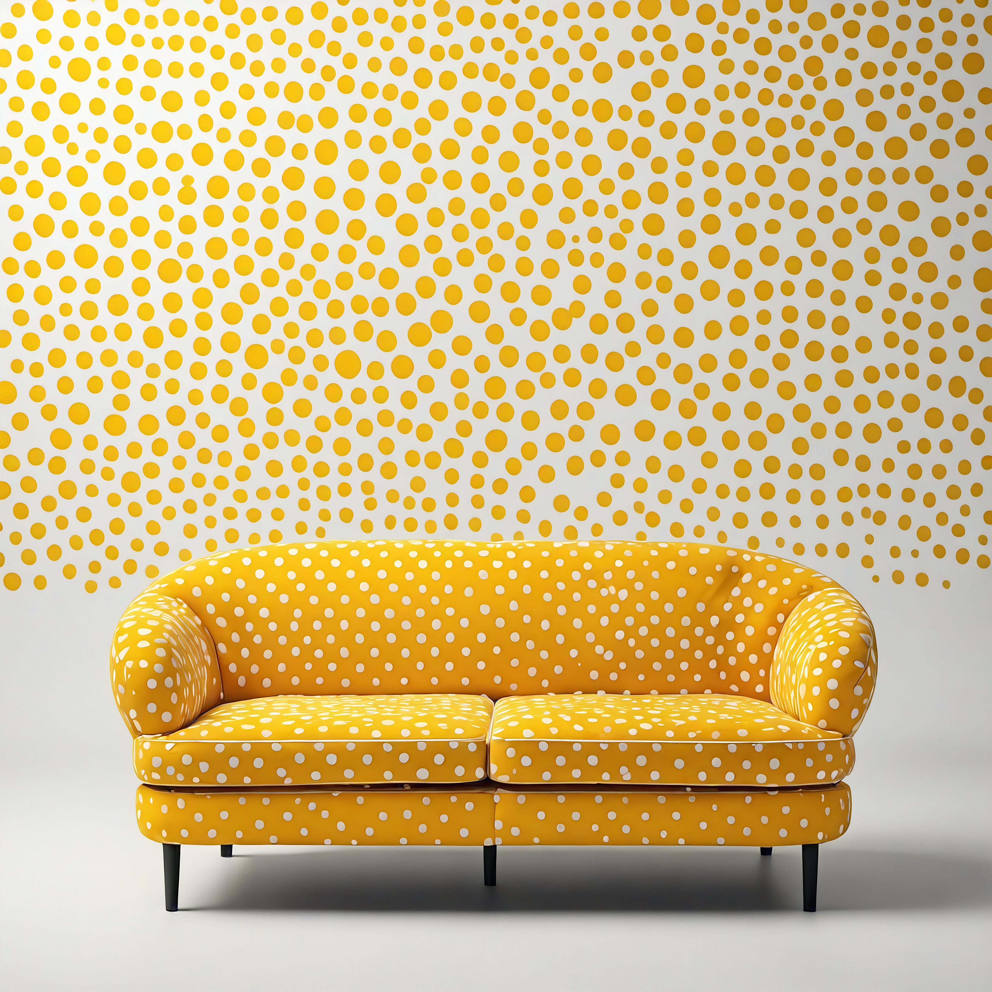 Step into a world of artistic expression with our Yayoi Kusama-inspired polka dot sofa. Drawing from the avant-garde spirit of Kusama’s renowned designs, this handmade sofa is a visual masterpiece featuring a striking pattern of white polka dots on