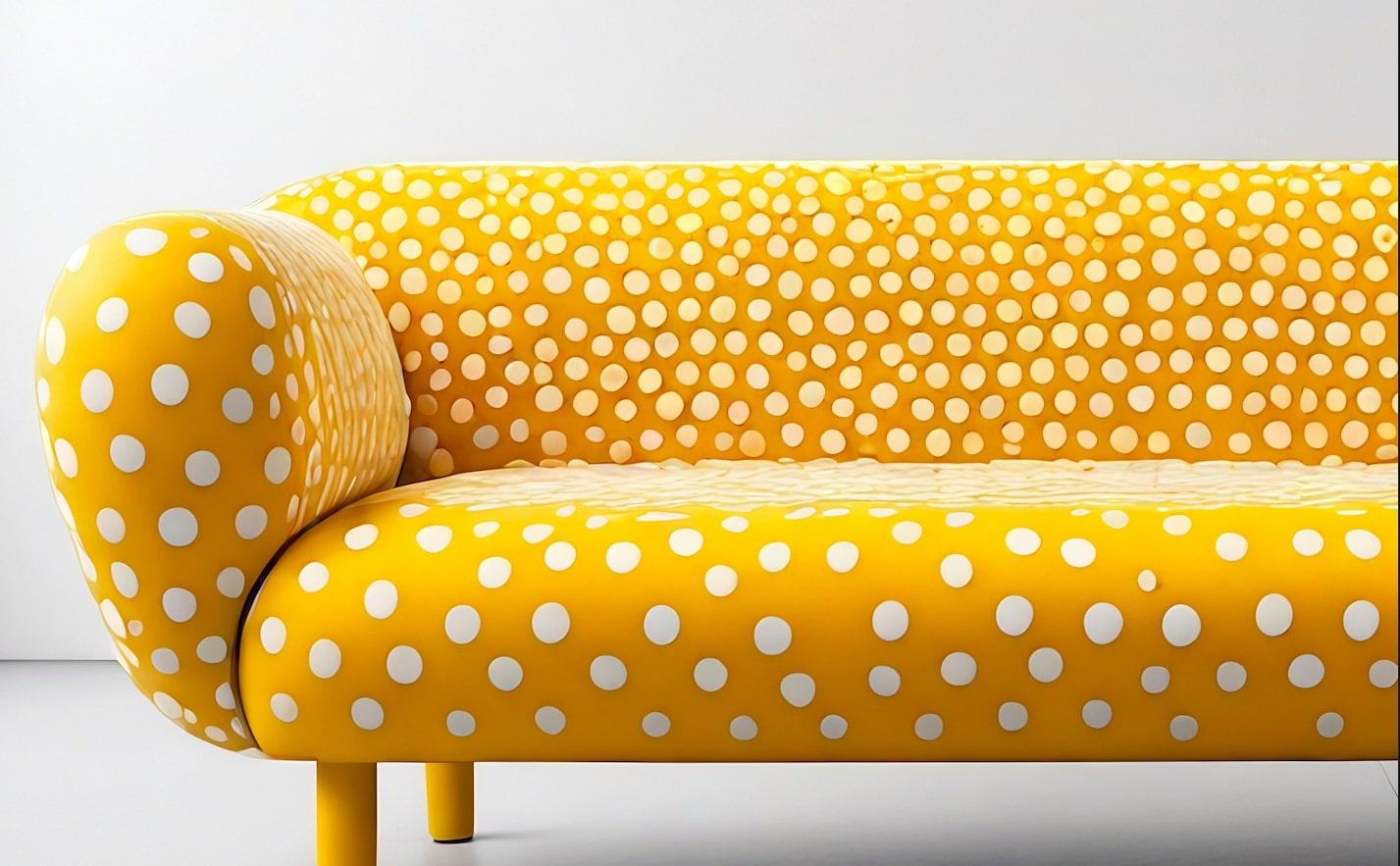 Sofá de 3 plazas Artisanal Polkadot Amarillo Indio en venta