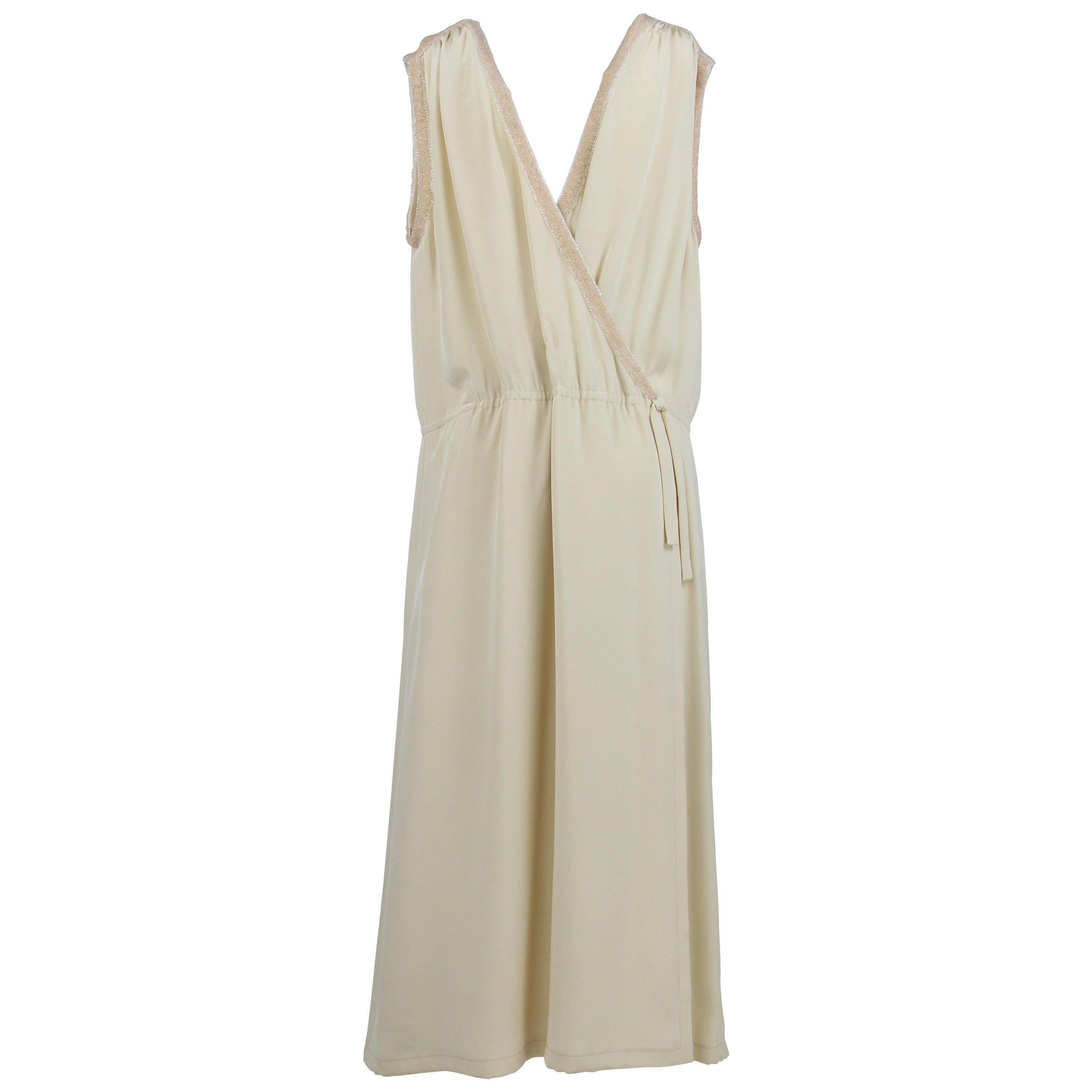 Artisanl Off-white Silk Dress For Sale