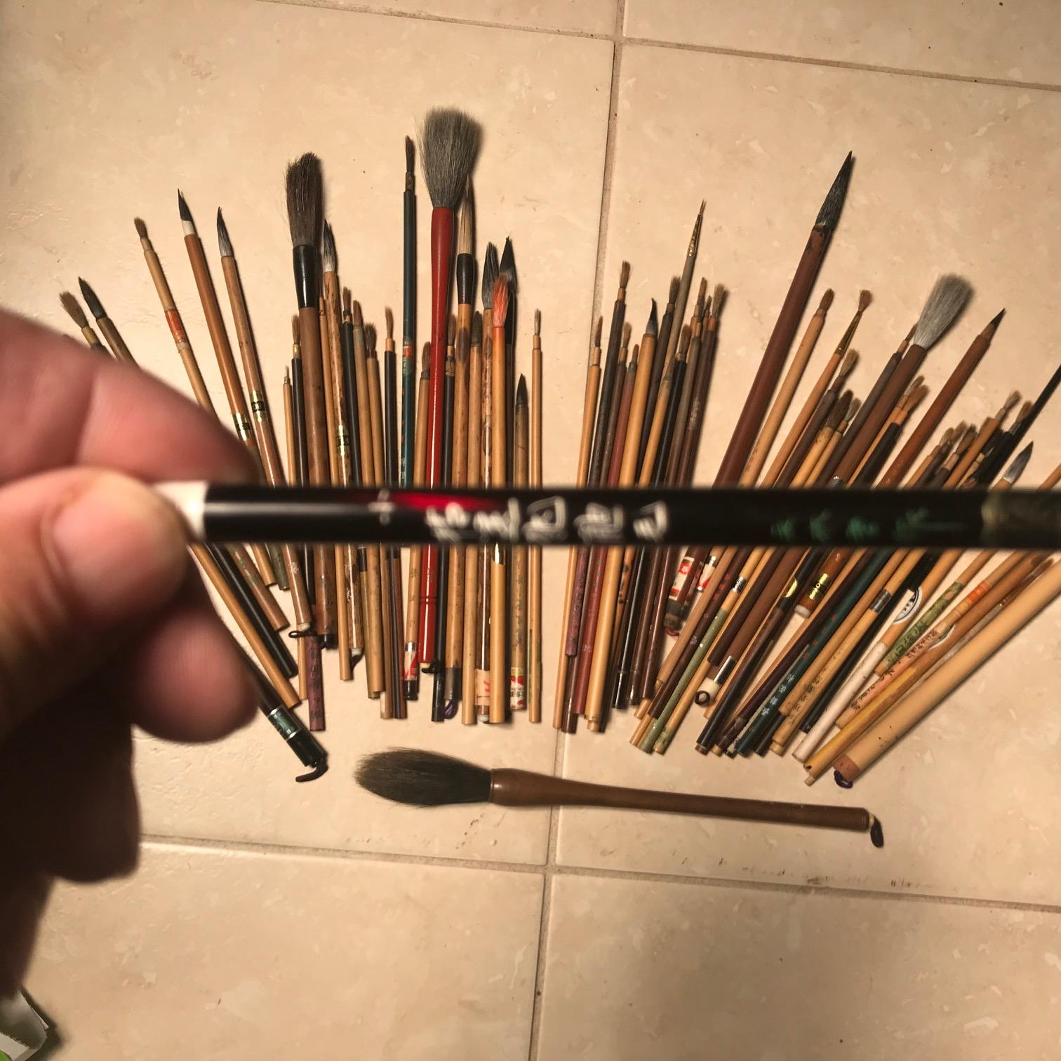 Artisan's Cache 75 Old Chinese and Japanese Paint Calligraphy Bamboo Brushes 3