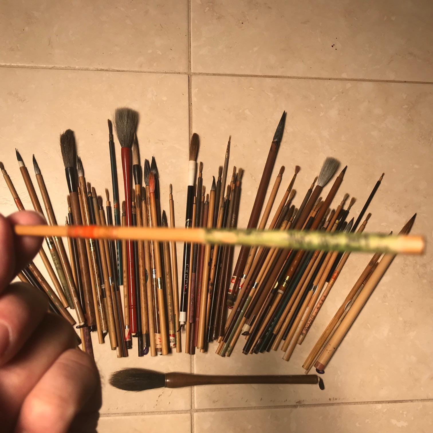 Artisan's Cache 75 Old Chinese and Japanese Paint Calligraphy Bamboo Brushes 4