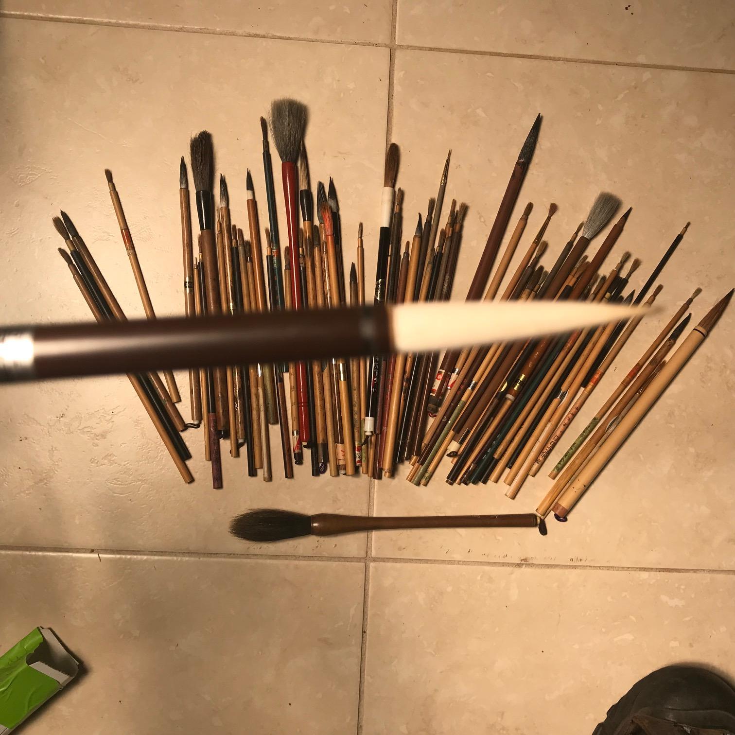 Artisan's Cache 75 Old Chinese and Japanese Paint Calligraphy Bamboo Brushes 7