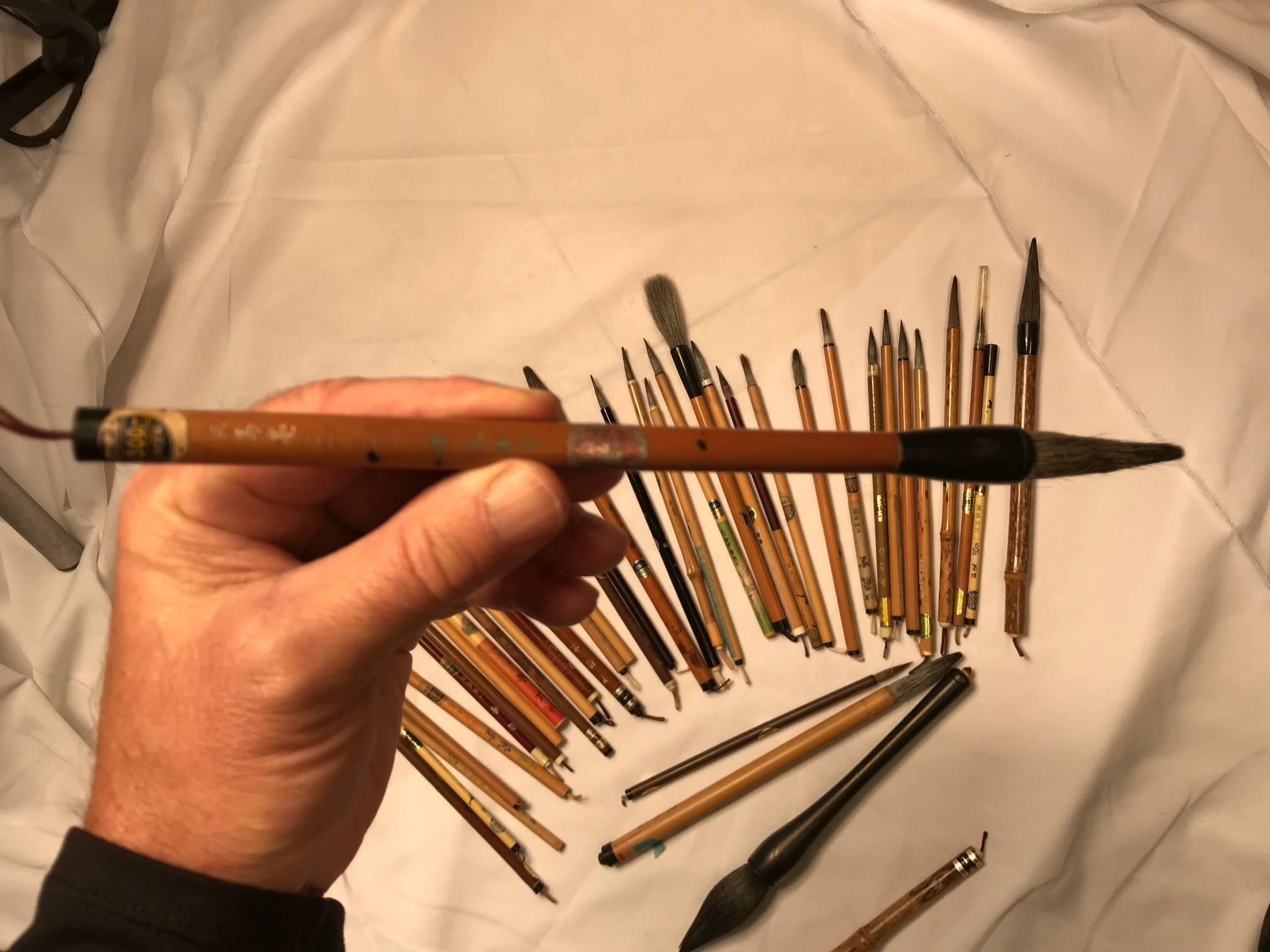 Artisan's Cache 75 Old Chinese and Japanese Paint Calligraphy Bamboo Brushes 2
