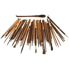 Artisan's Cache 75 Old Chinese and Japanese Paint Calligraphy Bamboo Brushes