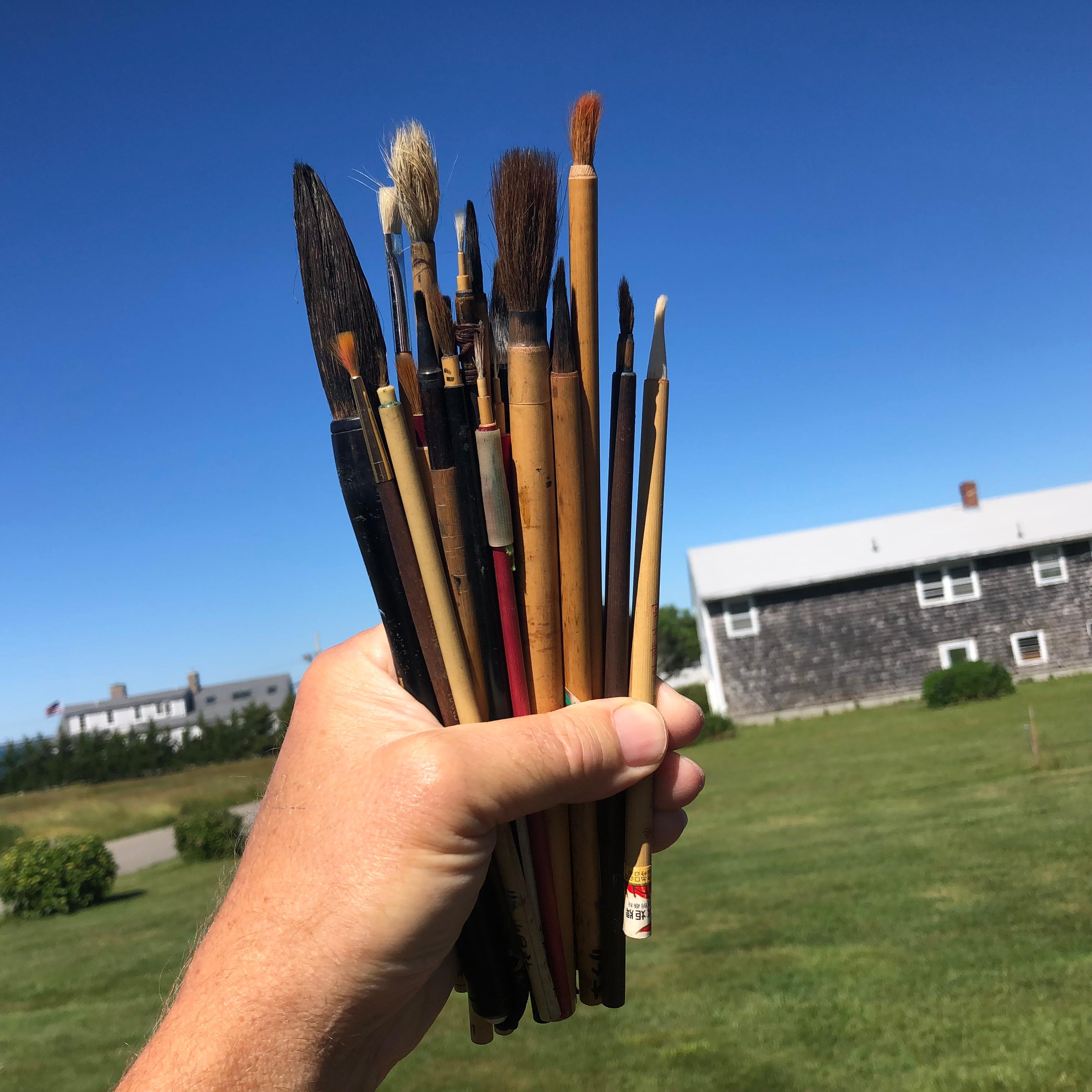 Artisan's Cache of 20 Old Chinese Paint Calligraphy Bamboo Brushes 12