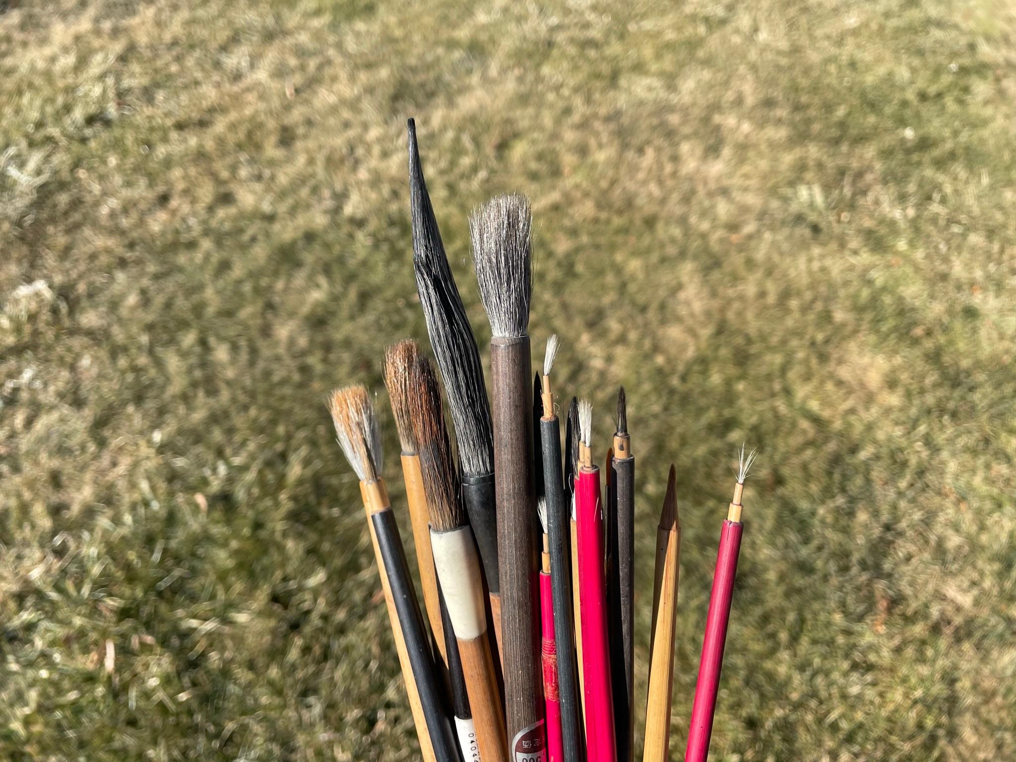 20th Century Artisan's Discovery 25 Old Chinese Paint Brushes