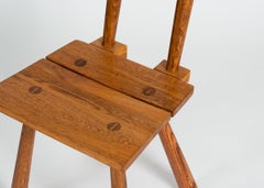 Artesanos de Marolles, Silla auxiliar rústica de roble rojo, Francia, Mediados de siglo