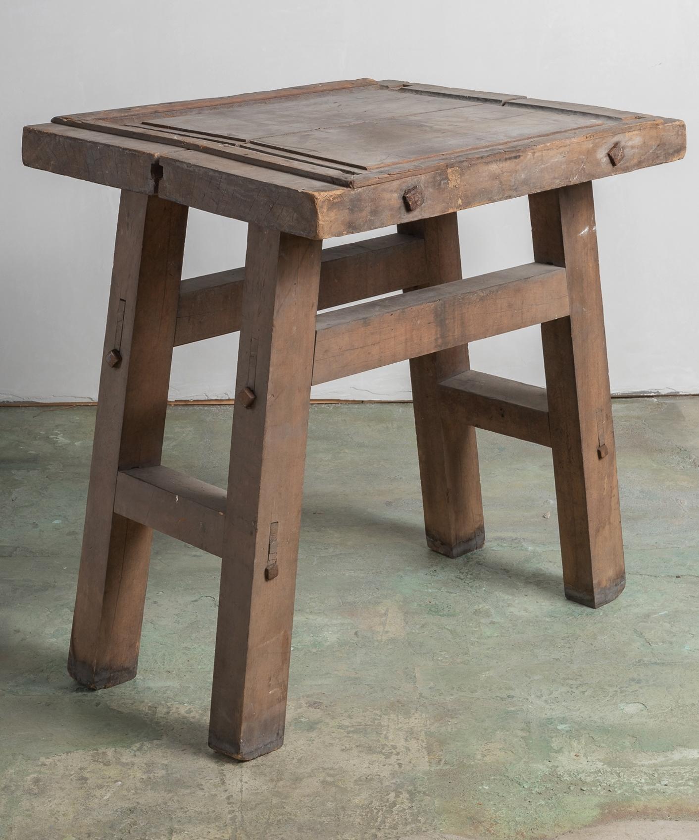 Artisan's work table, America, circa 1880.

Solid construction with incredible patina.