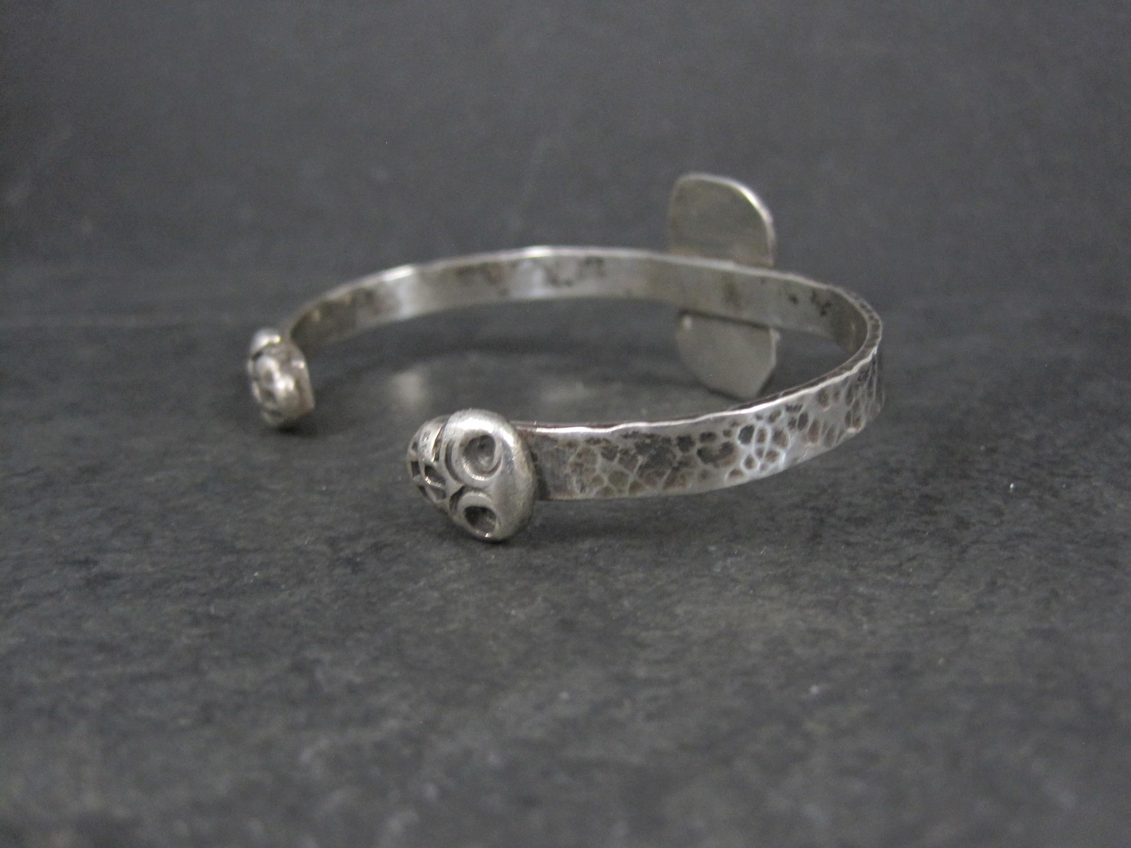 Artisian Sterling Silver Skull Cuff Bracelet 7 Inches In New Condition For Sale In Webster, SD