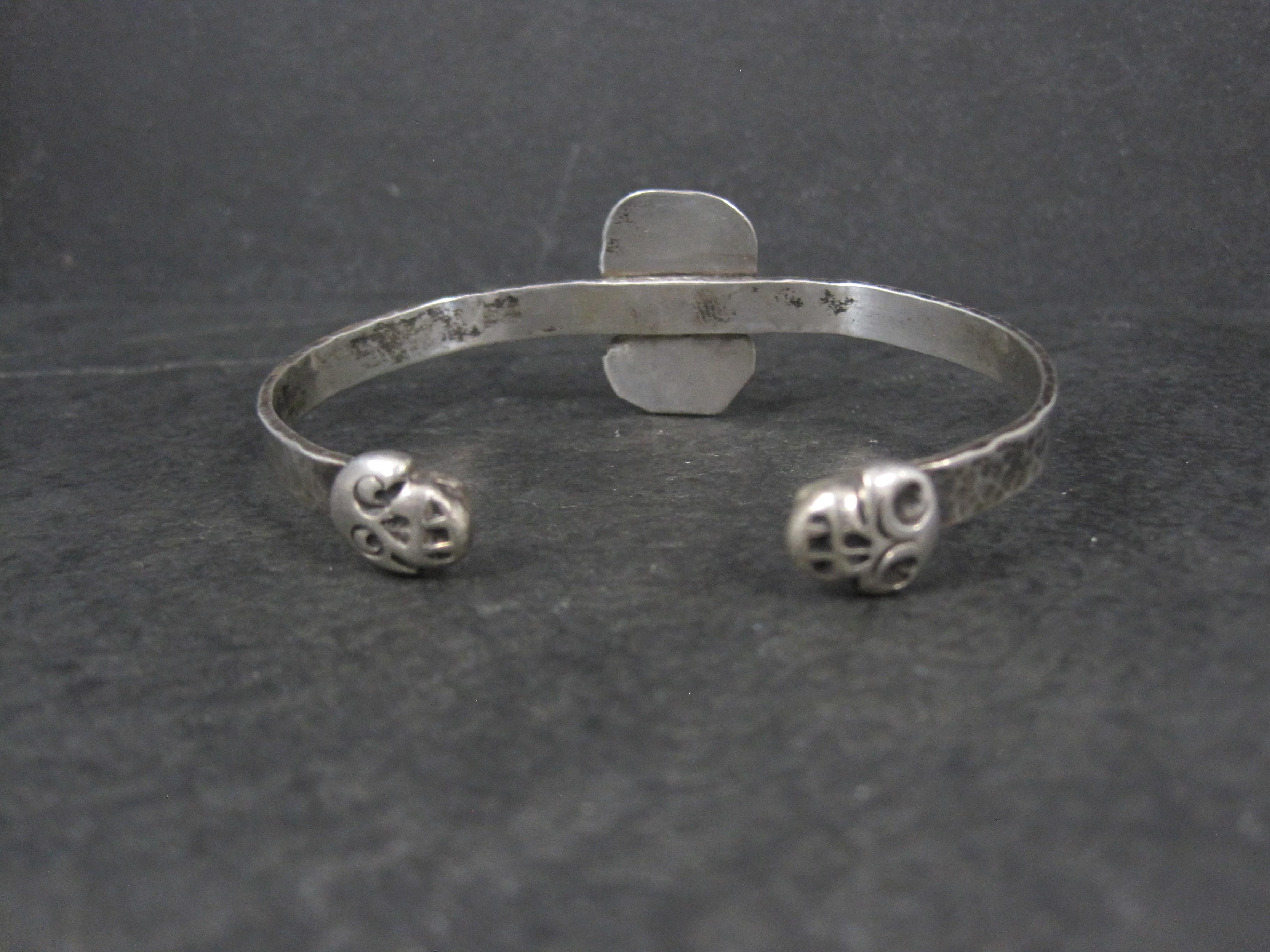 Women's or Men's Artisian Sterling Silver Skull Cuff Bracelet 7 Inches For Sale