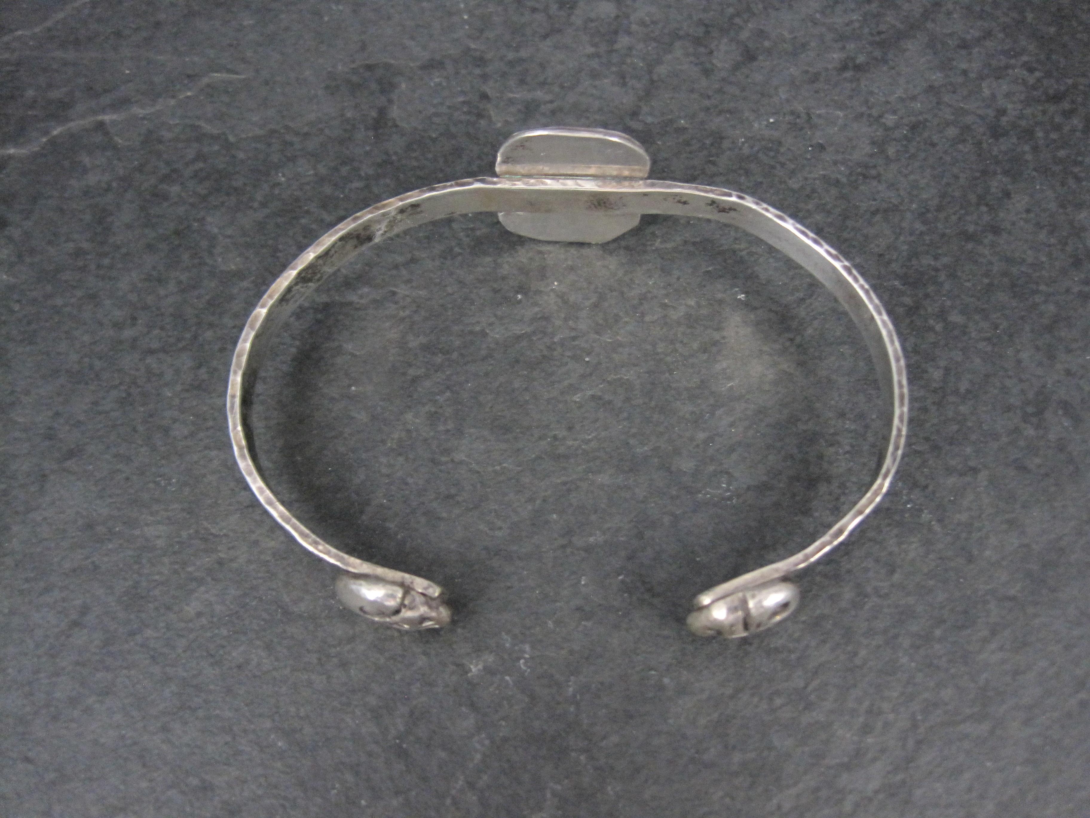 Artisian Sterling Silver Skull Cuff Bracelet 7 Inches For Sale 3