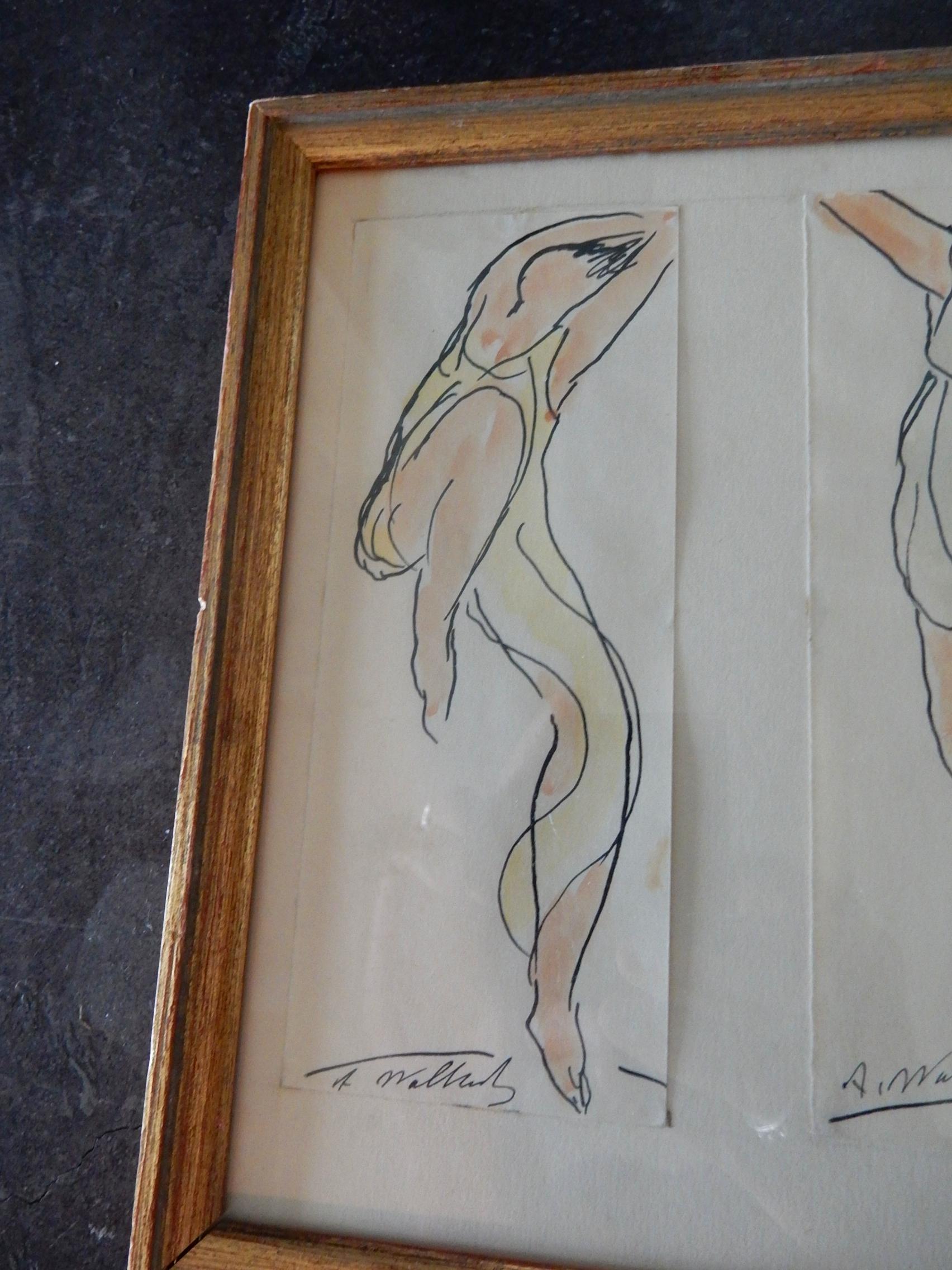 Art Nouveau Artist Abraham Walkowitz watercolors of Isadora Duncan, circa 1915