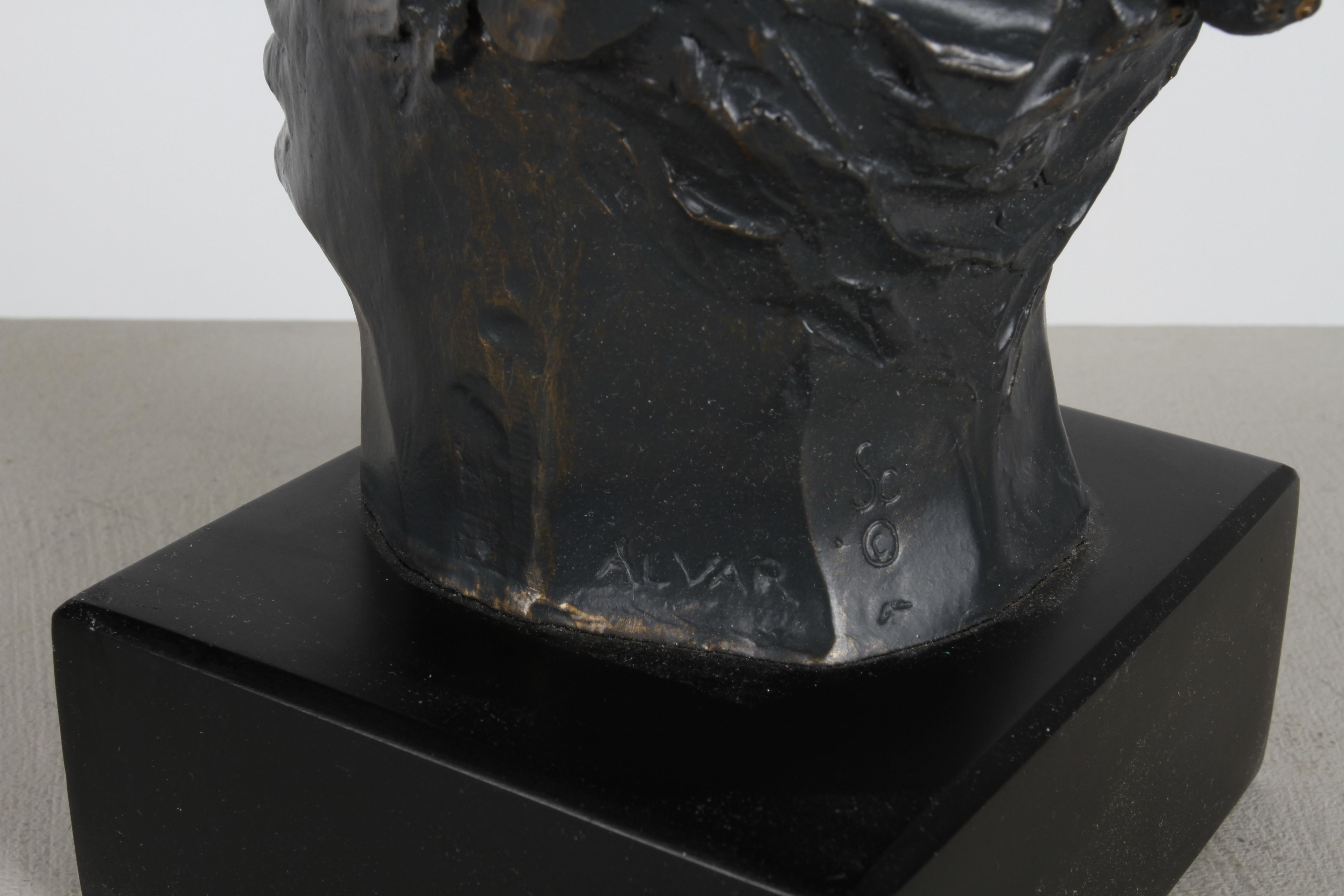 Artist Alvar Sunol Mid-Century Bust Sculpture of a Matador Bronze Tone Composite For Sale 2