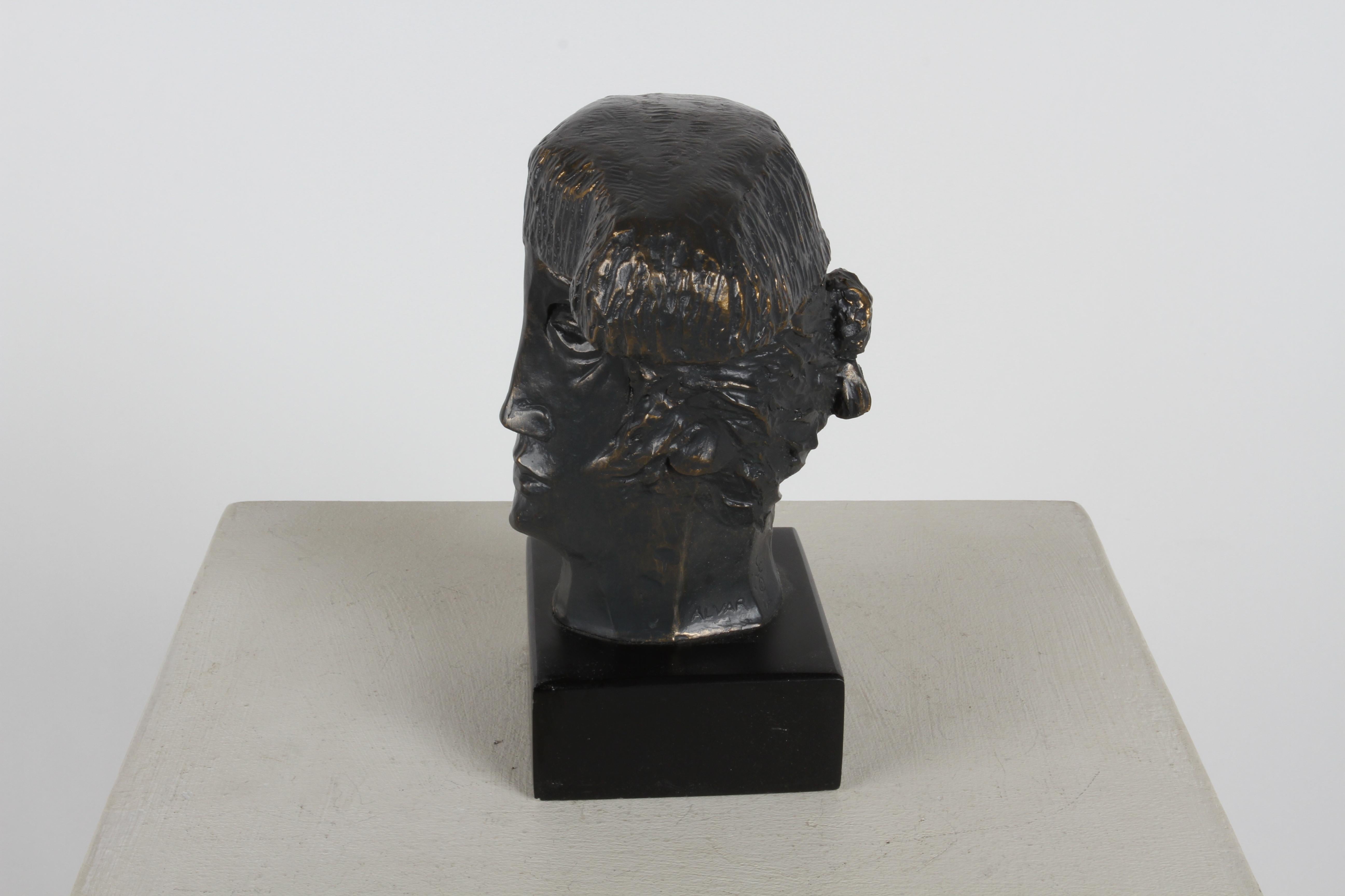 Artist Alvar Sunol Mid-Century Bust Sculpture of a Matador Bronze Tone Composite For Sale 3