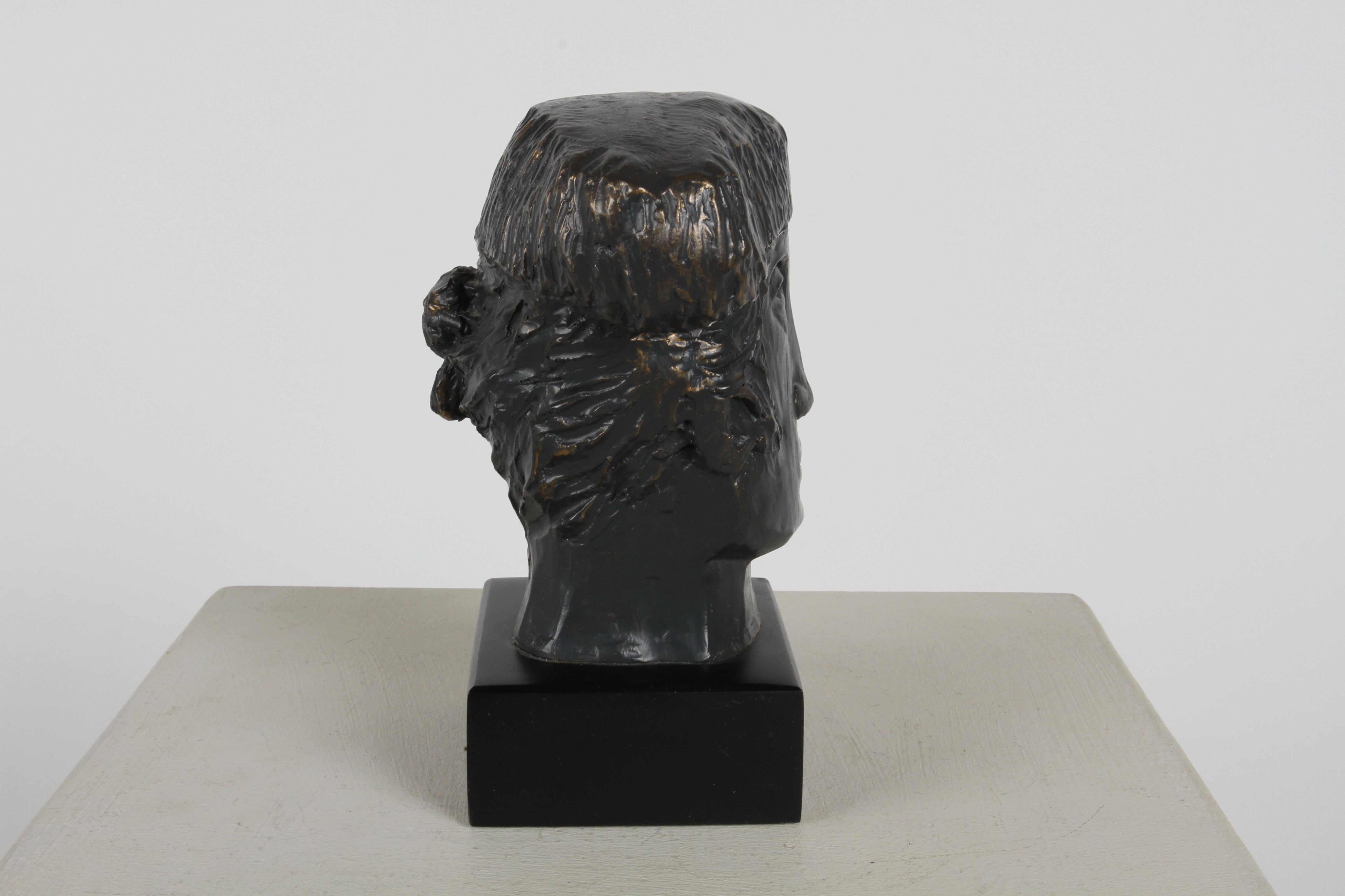 Patinated Artist Alvar Sunol Mid-Century Bust Sculpture of a Matador Bronze Tone Composite For Sale