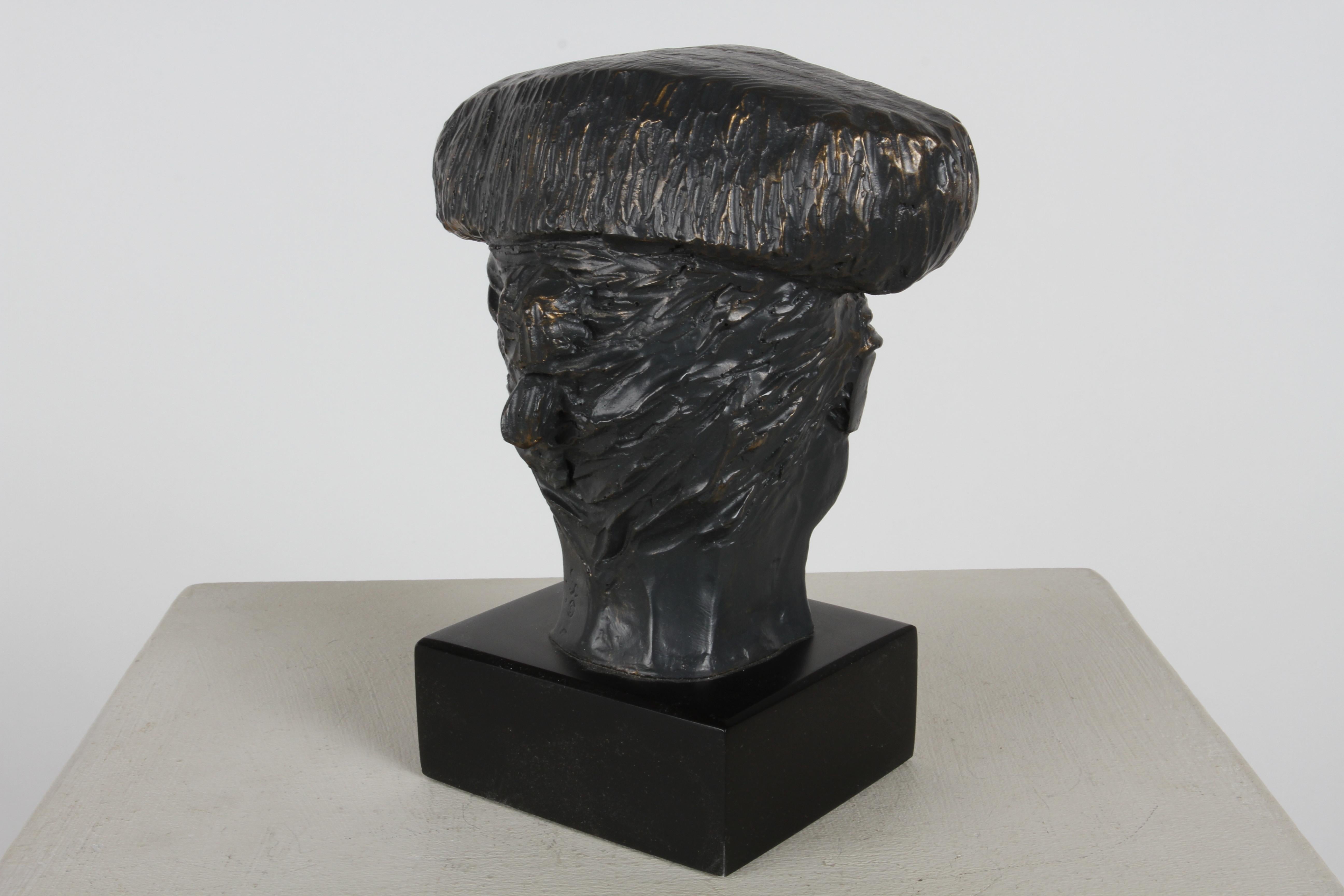 Artist Alvar Sunol Mid-Century Bust Sculpture of a Matador Bronze Tone Composite In Good Condition For Sale In St. Louis, MO