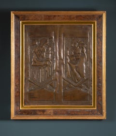 "Artist at Rest, Mother Teaching Her Child" Repoussé Panel by Jan Toorop