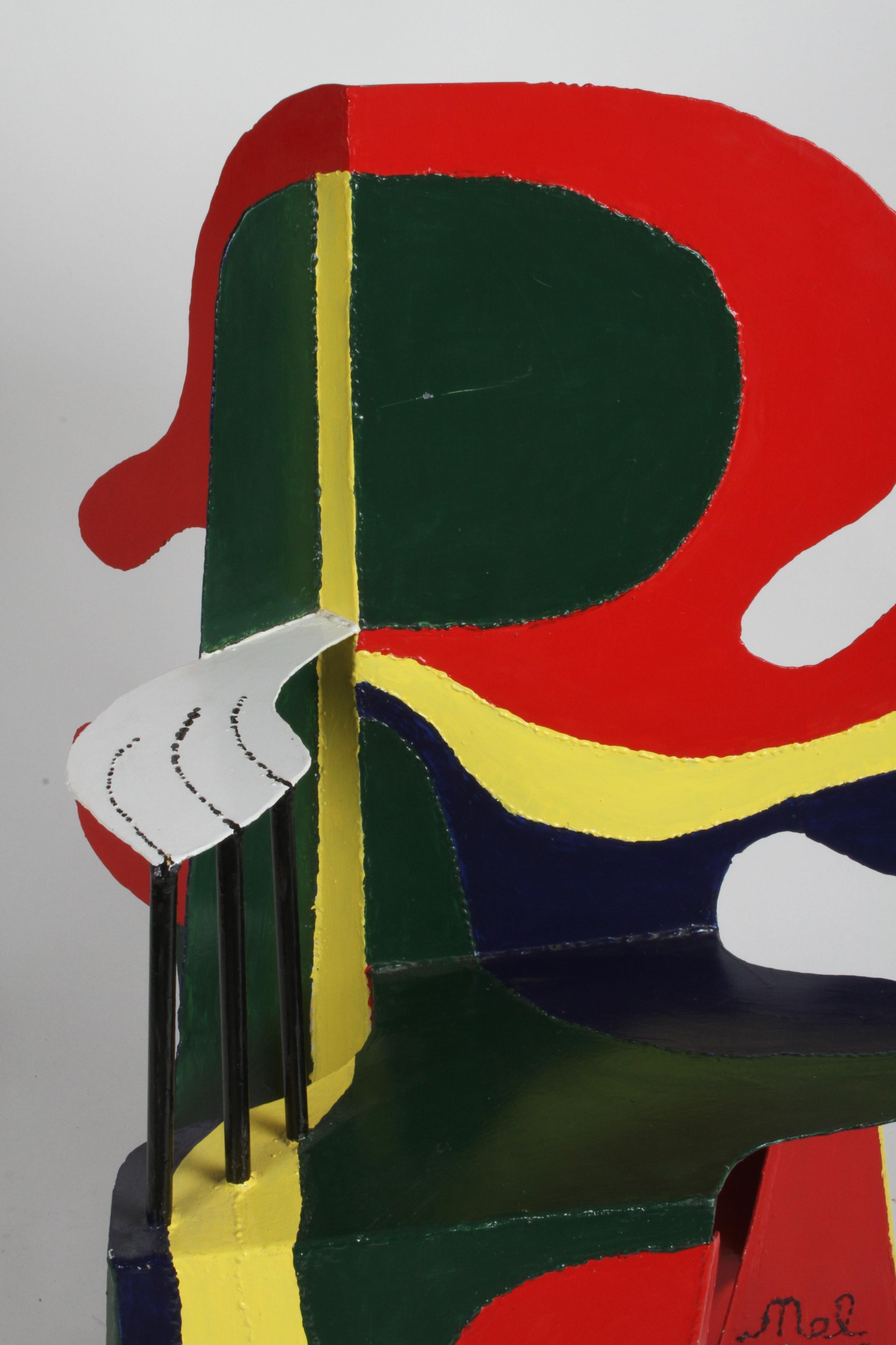 Hand-Painted Artist Brother Mel Meyer's Homage to Alexander Calder 11/11/76 Chair Sculpture For Sale