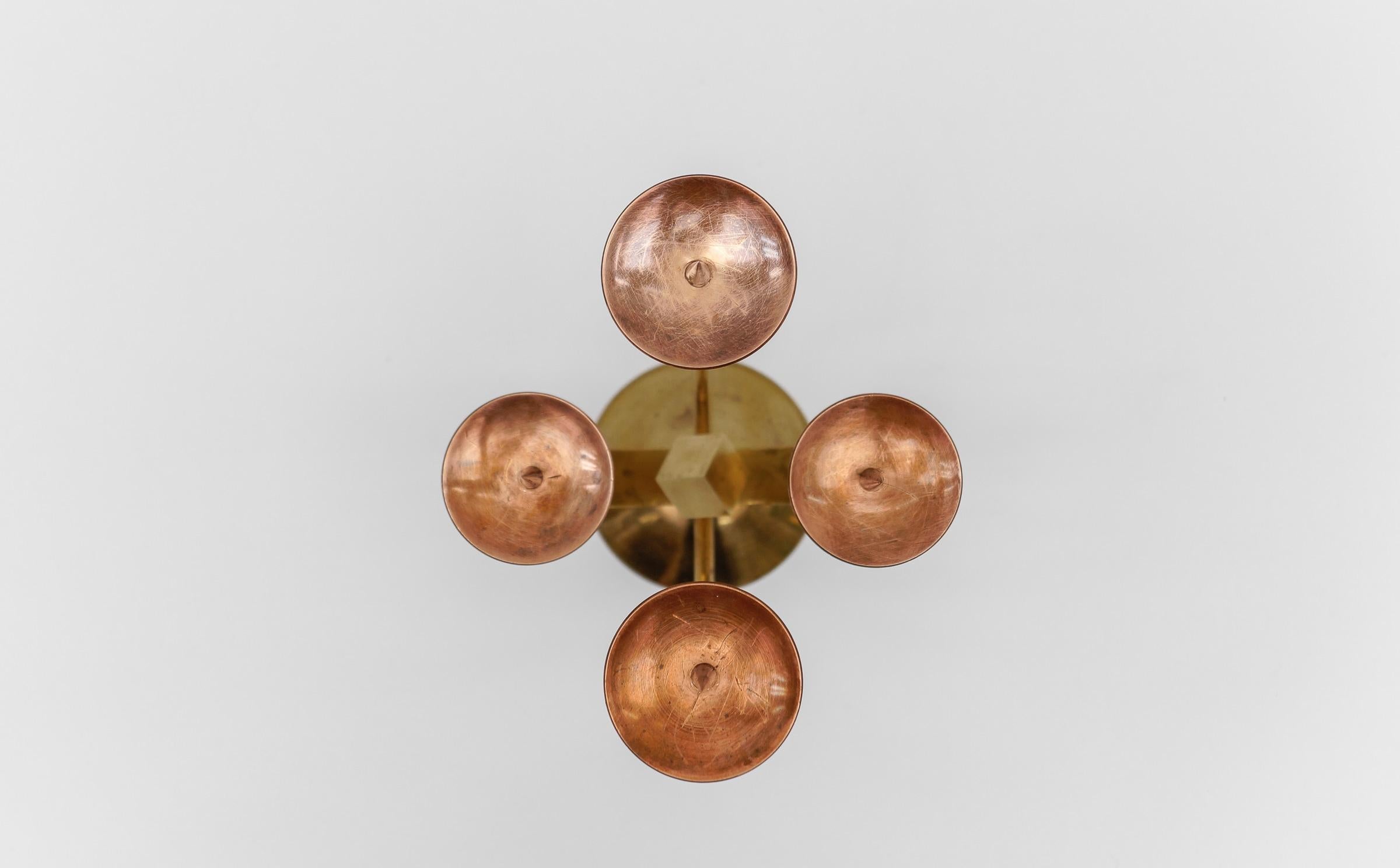 Artist Brutalist Candleholder Made in Brass and Copper, 1960s Austria For Sale 3