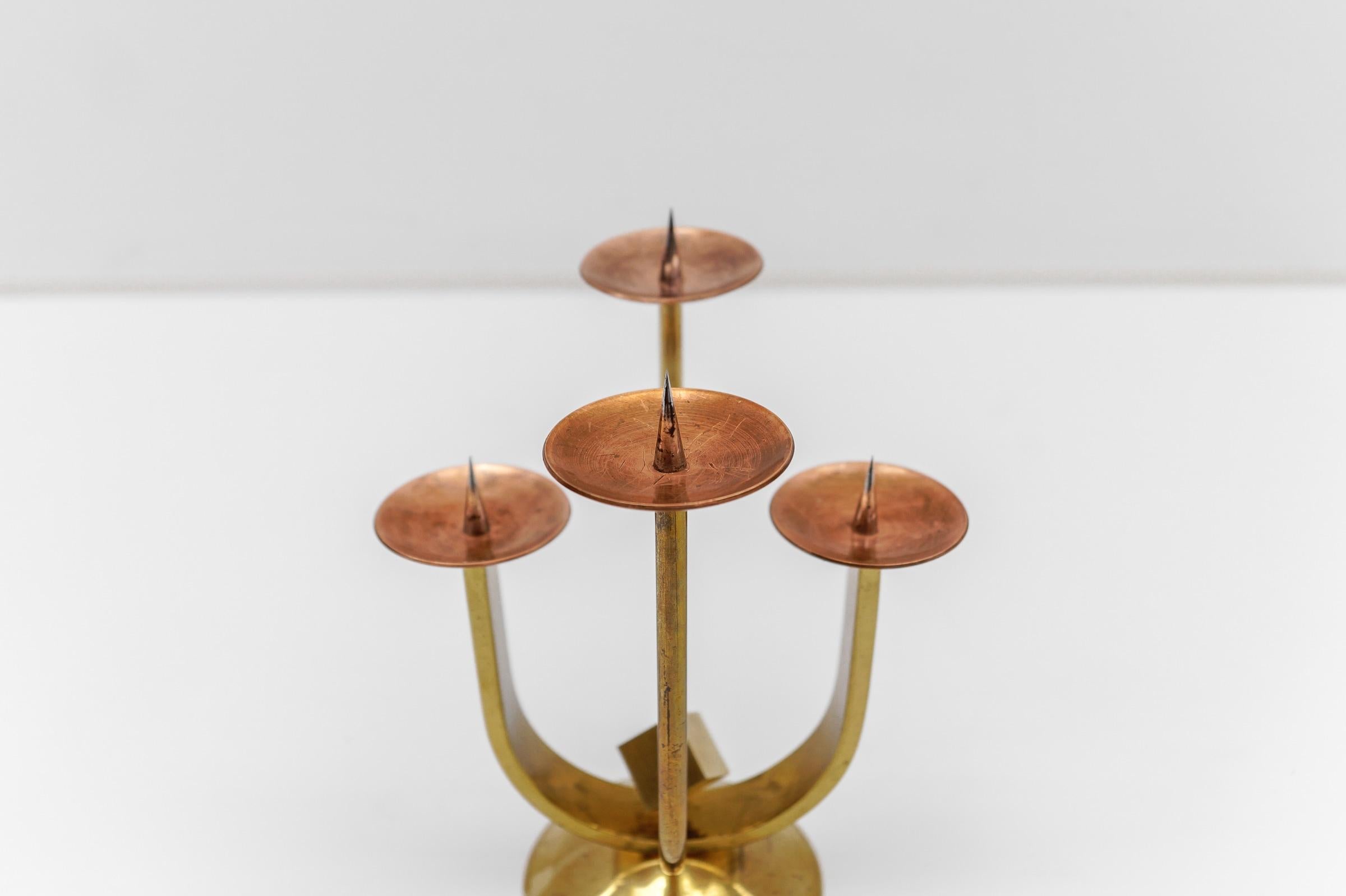 Artist Brutalist Candleholder Made in Brass and Copper, 1960s Austria For Sale 5