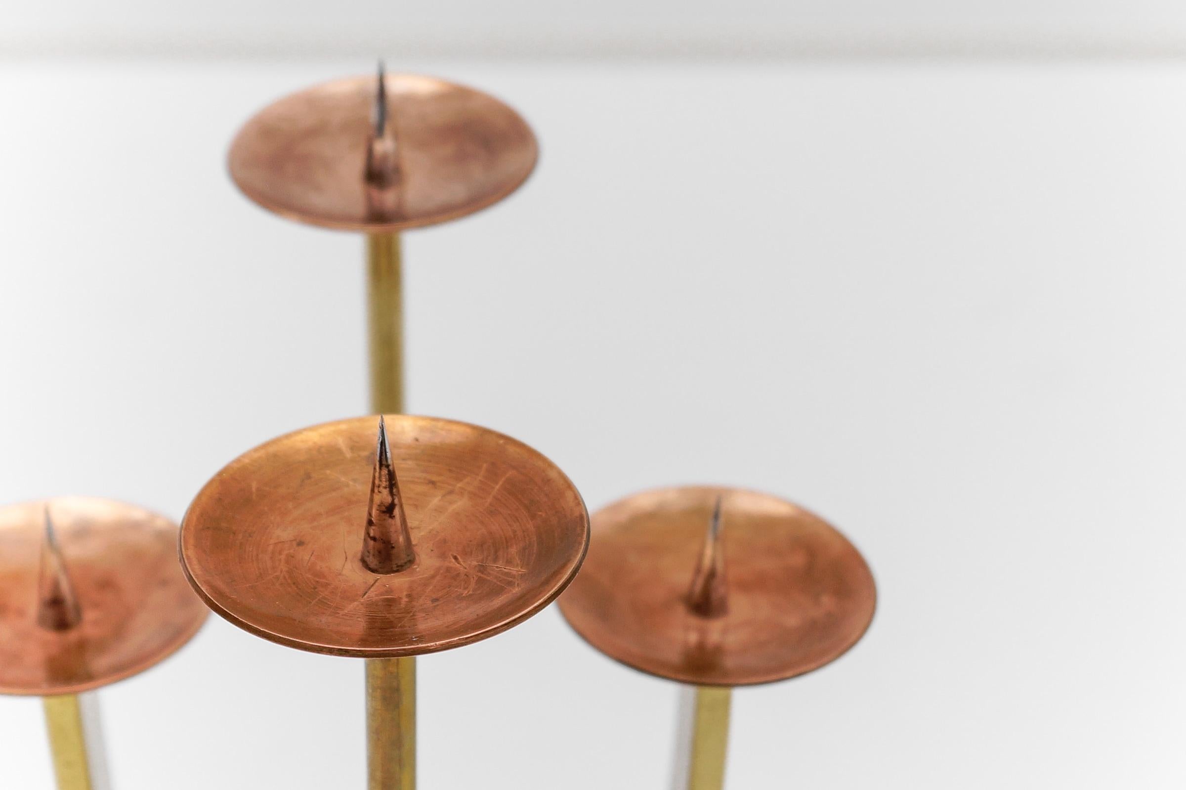 Artist Brutalist Candleholder Made in Brass and Copper, 1960s Austria For Sale 6