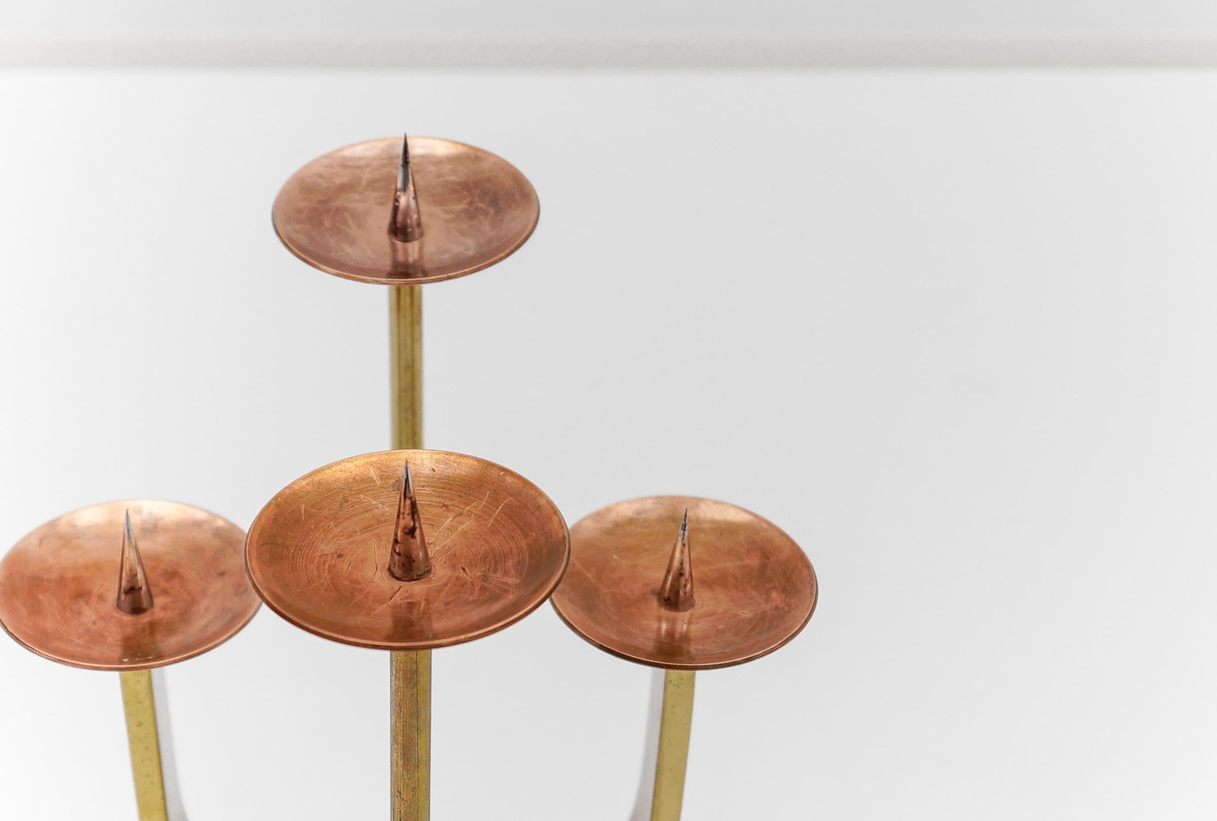 Artist Brutalist Candleholder Made in Brass and Copper, 1960s Austria For Sale 7