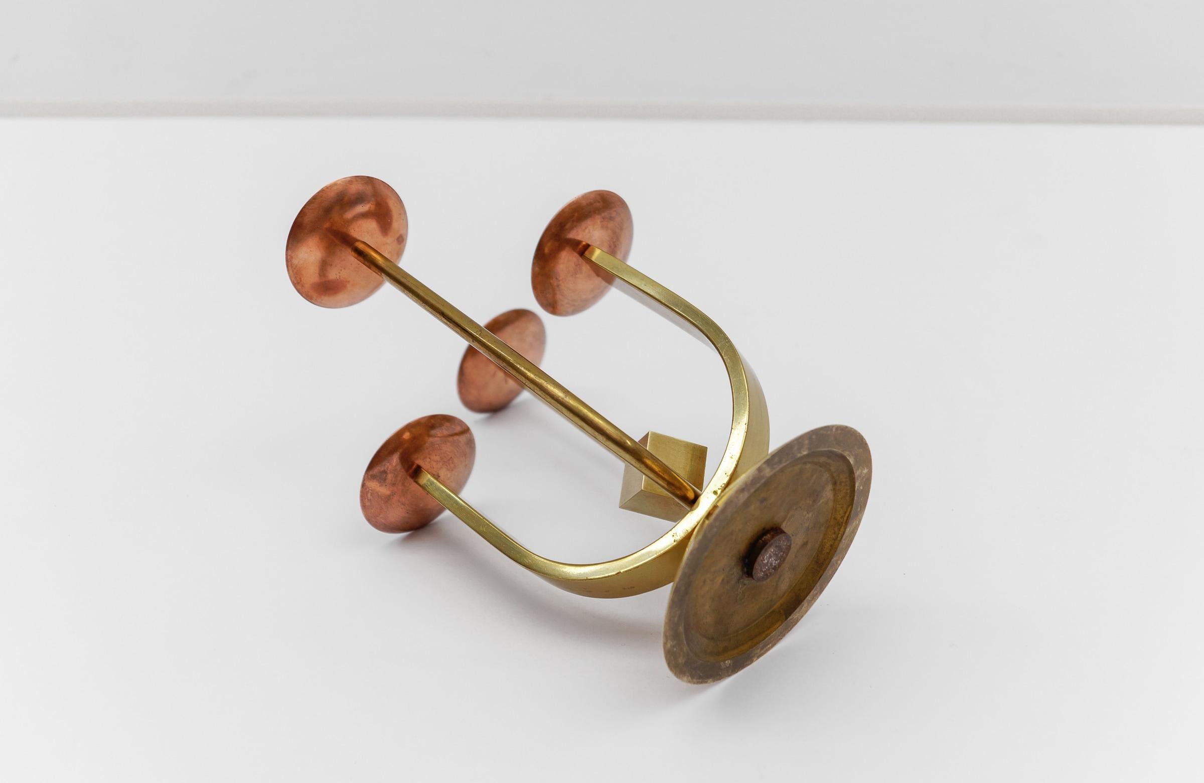Artist Brutalist Candleholder Made in Brass and Copper, 1960s Austria For Sale 9