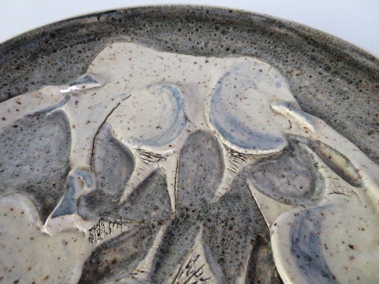 Mid-20th Century Artist Charlotte Anne Newfeld nee Aronson 1950s Stoneware Plate with Horses For Sale
