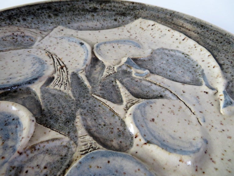Ceramic Artist Charlotte Anne Newfeld nee Aronson 1950s Stoneware Plate with Horses For Sale