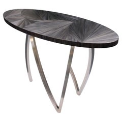 Console Table in Graphite Straw Marquetry, France