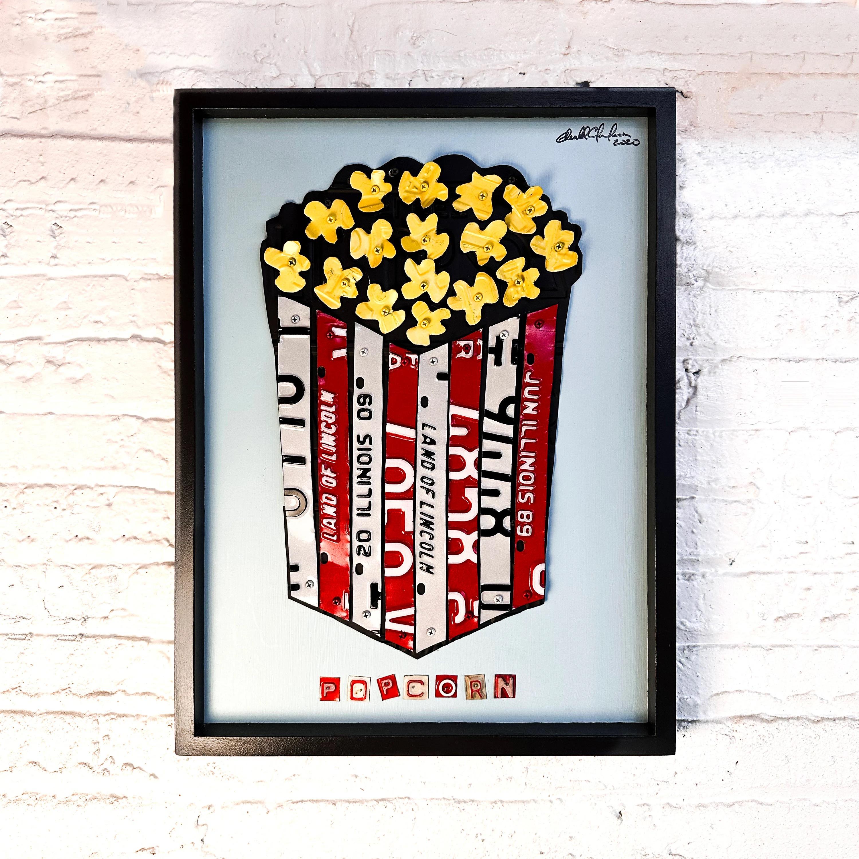 Künstler Derek Christensen Original Nummernschild Popcorn Pop Art, Wandkunst signiert im Angebot 3