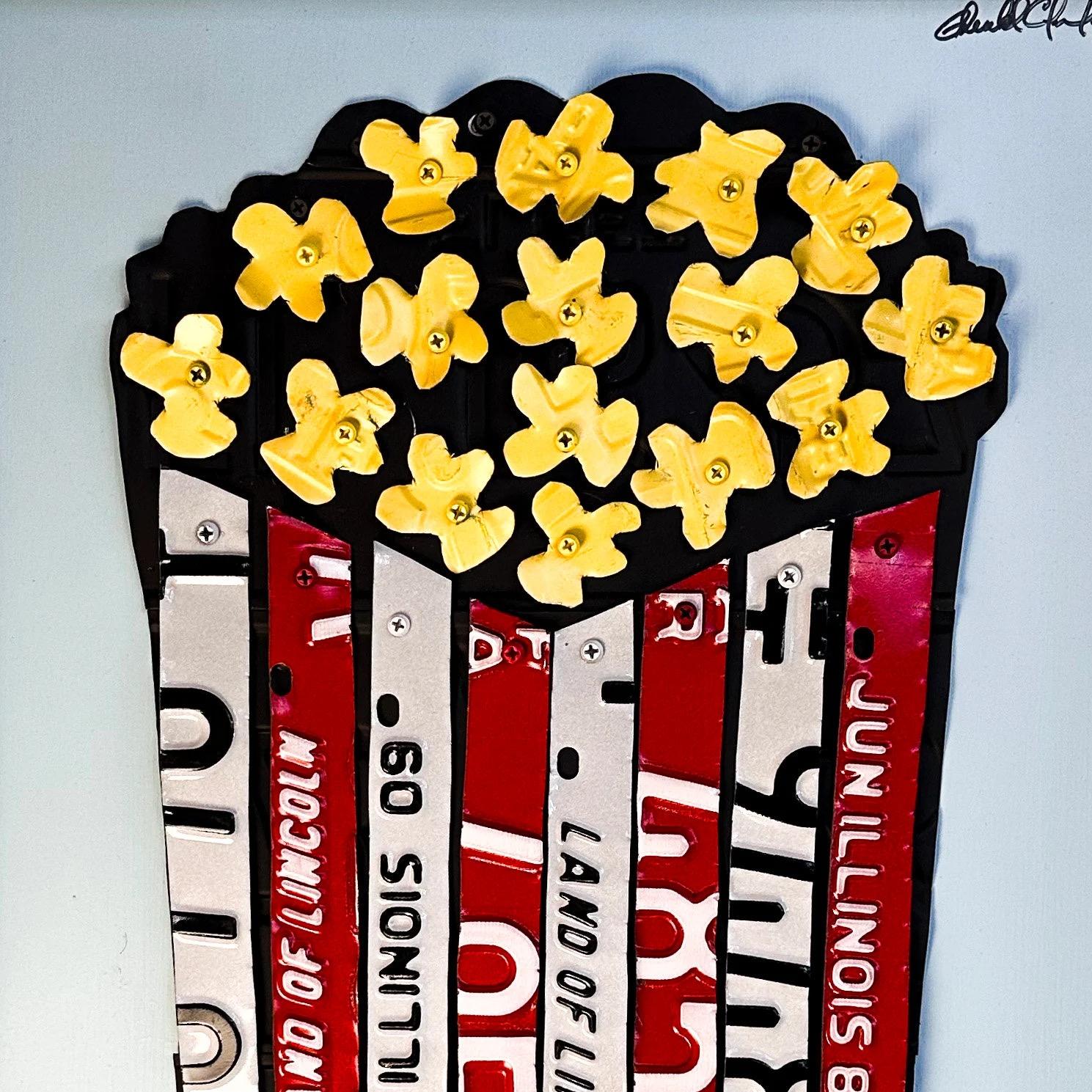 Künstler Derek Christensen Original Nummernschild Popcorn Pop Art, Wandkunst signiert im Angebot 2