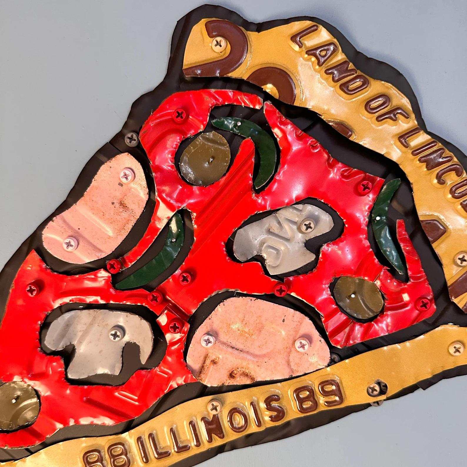 Modern Artist Derek Christensen Original License Plate Pizza Pop Art, Pop Art Signed For Sale