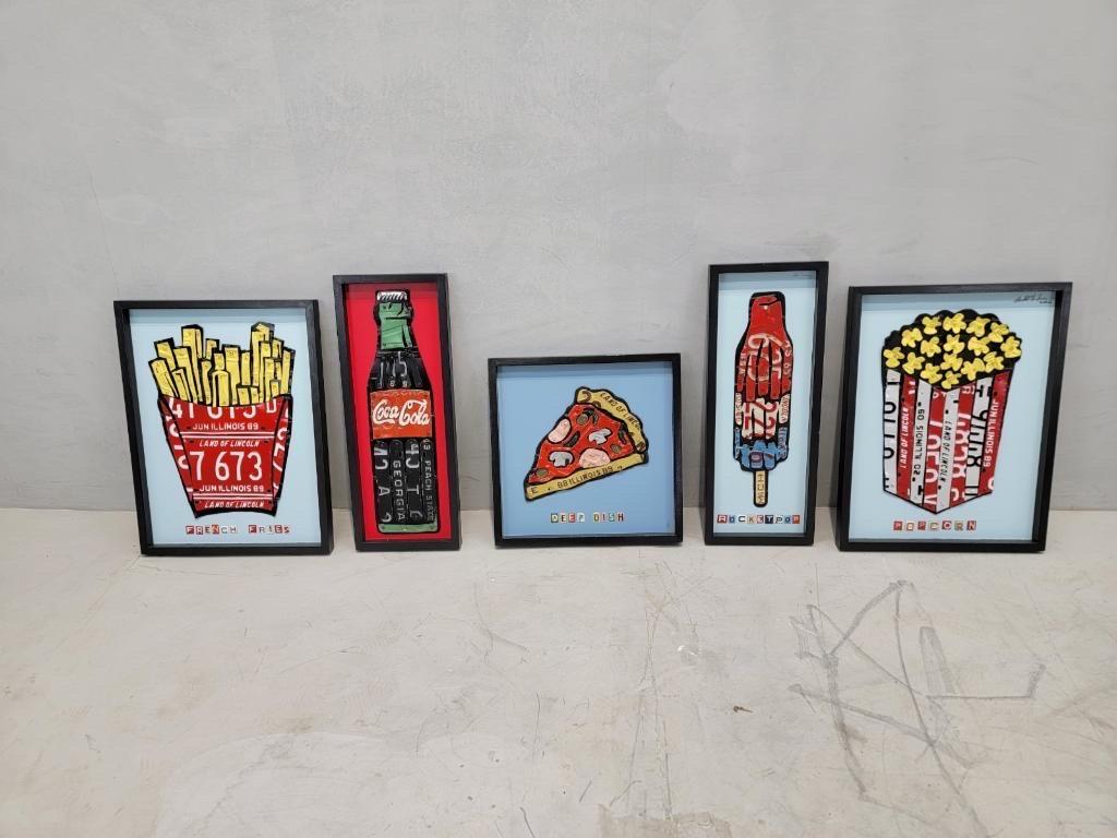Metal Artist Derek Christensen Original License Plate Pizza Pop Art, Pop Art Signed For Sale