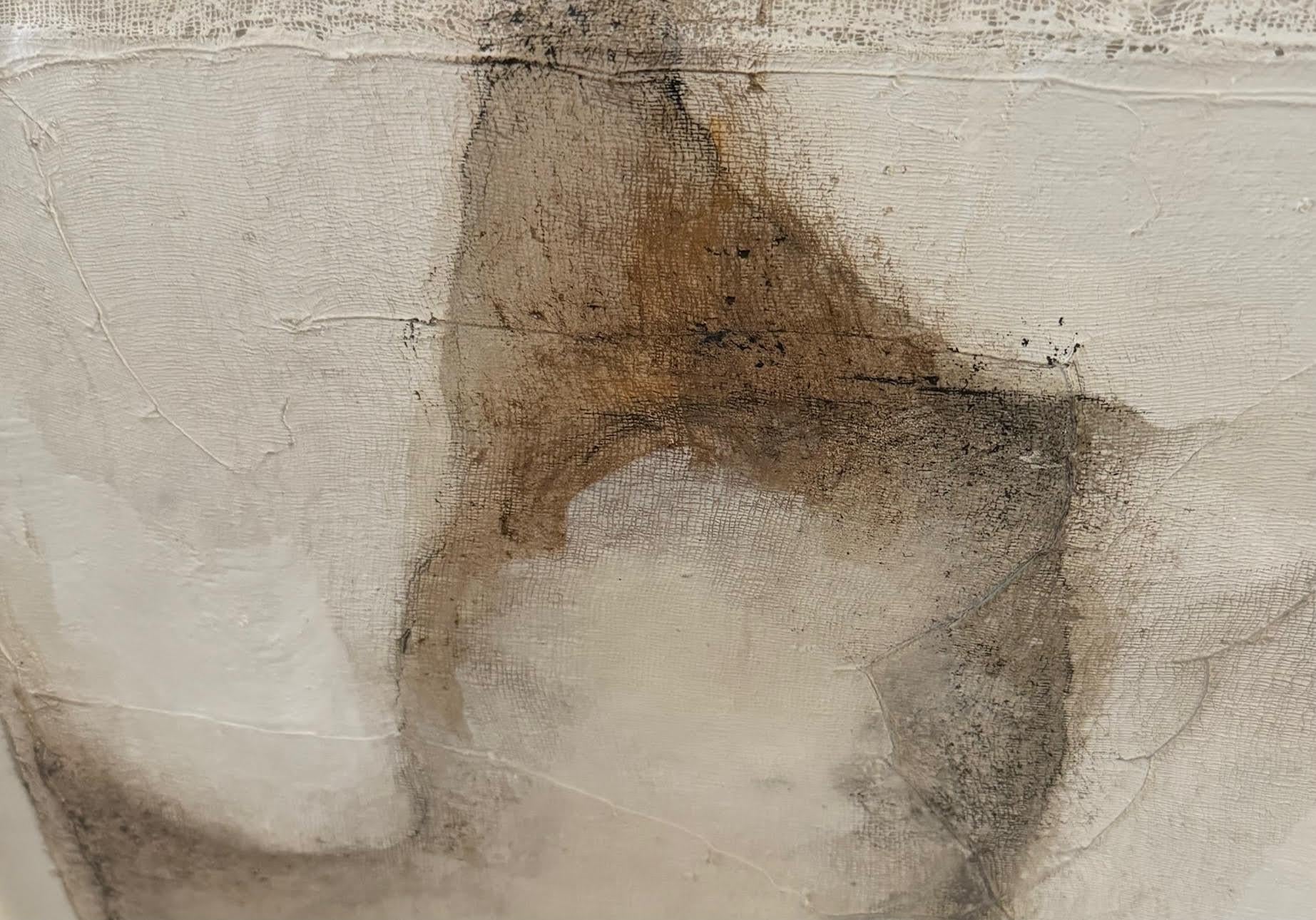 L'artista belga contemporanea Diane Petry crea la sua tela a tre strati utilizzando cotone pima, garza e carta fine.
I bordi grezzi e i fili applicati aggiungono consistenza e dimensione.
Tutte le opere d'arte possono essere commissionate per