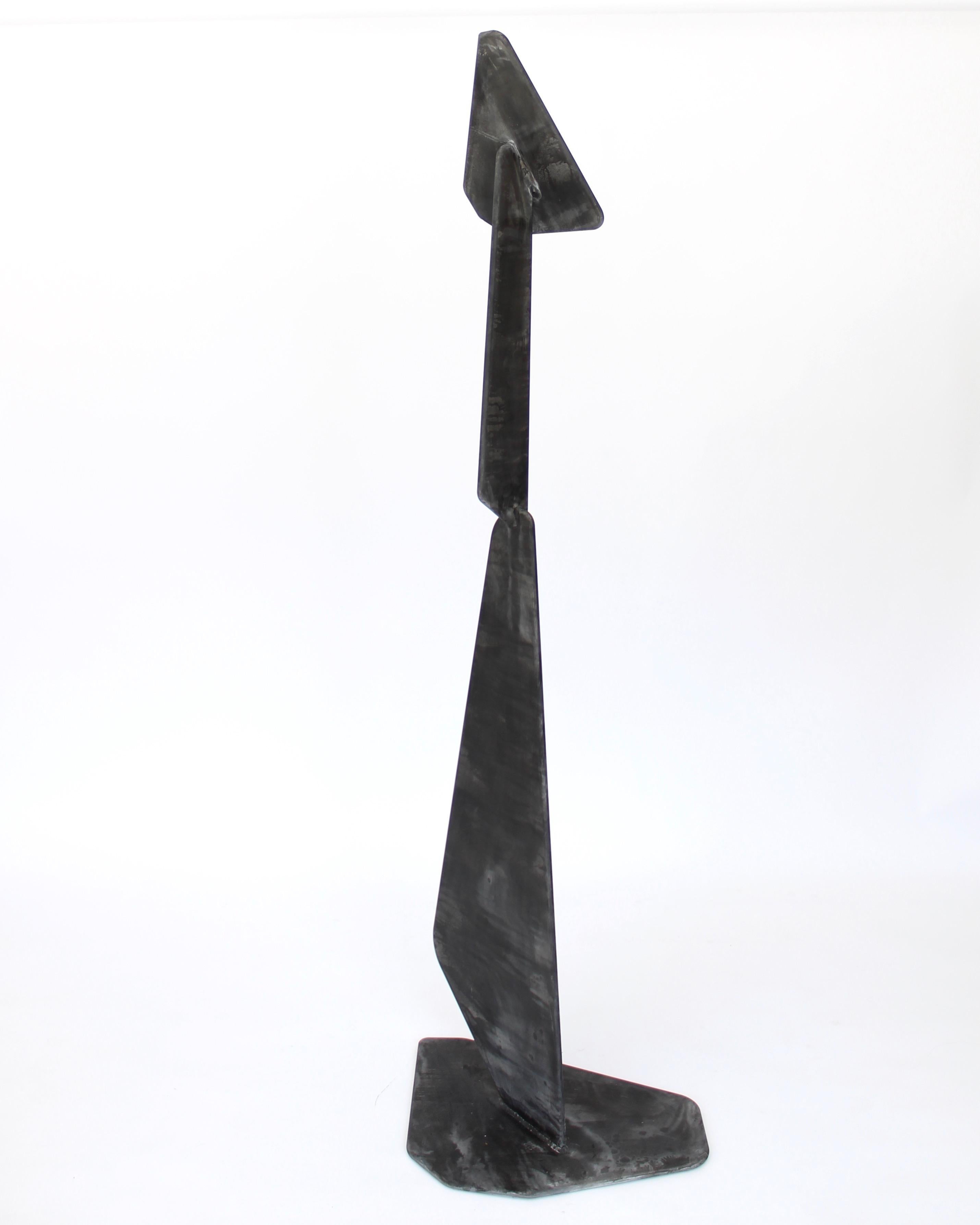 Modern Artist Elliot Bergman Patinated Dark Charcoal Gray to Black Aluminum Sculpture 