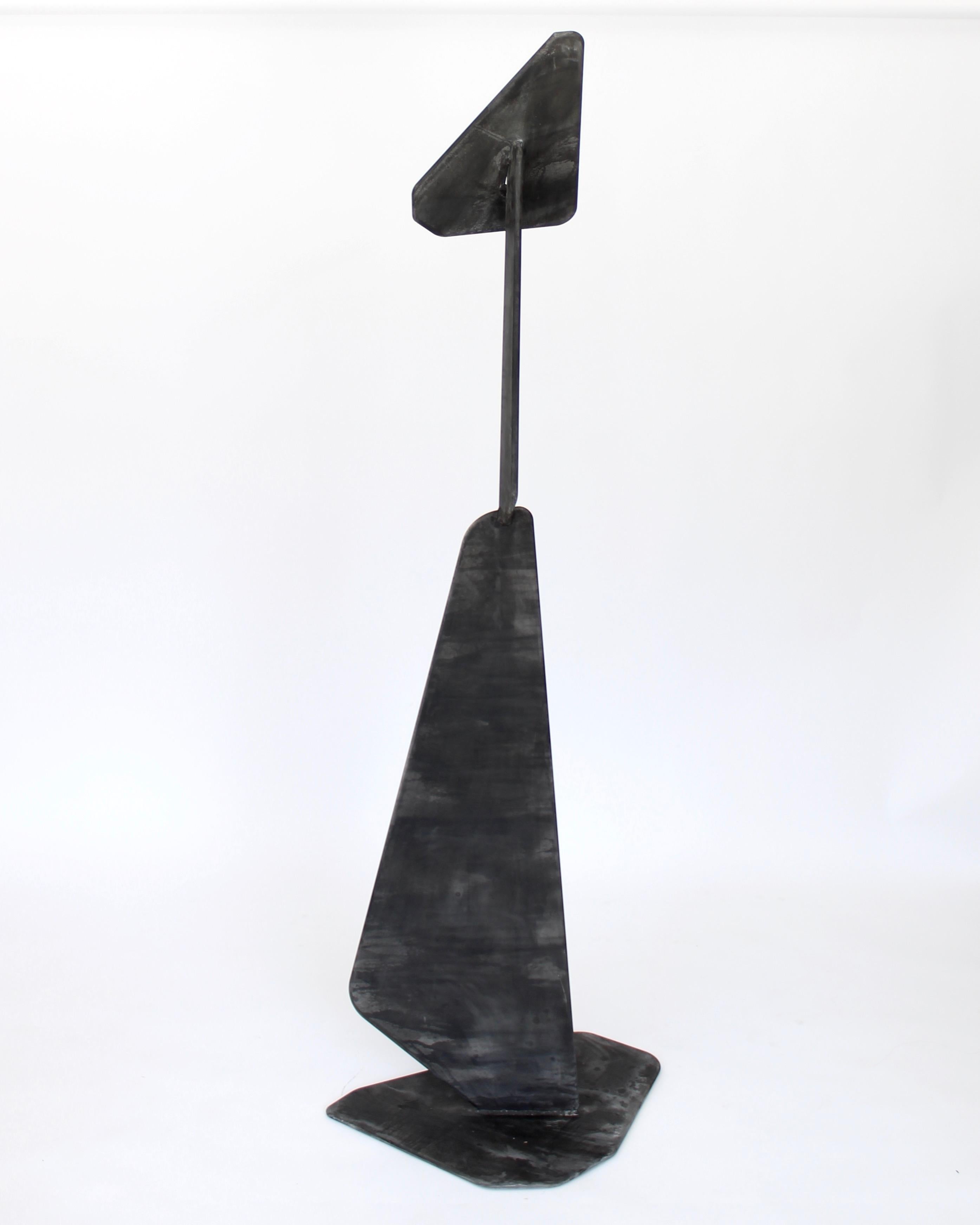 Artist Elliot Bergman Patinated Dark Charcoal Gray to Black Aluminum Sculpture  In New Condition In Chicago, IL