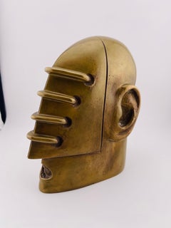 Figura d'artista in bronzo "Piccola testa allacciata I, firmata Rainer Kriester 1978 II/IV
