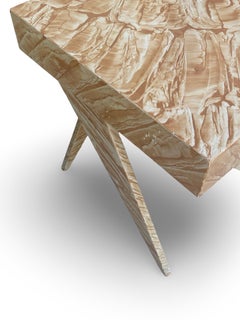 Artist Grant-Noren Hand Painted/Signed Modern Angular Gold Side Table, 1999