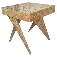 Artist Grant-Noren Hand Painted/Signed Modern Angular Gold Side Table, 1999