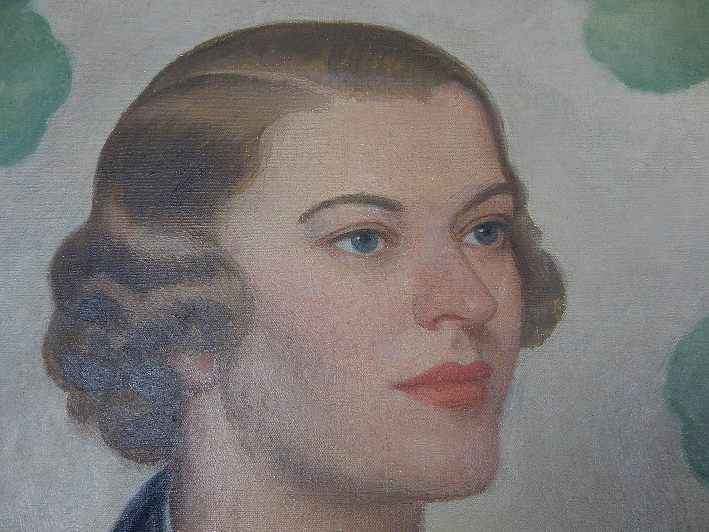 Américain Grand portrait de femme aristocrate, peinture de l'artiste Gregory Orloff (1890-1981)  en vente