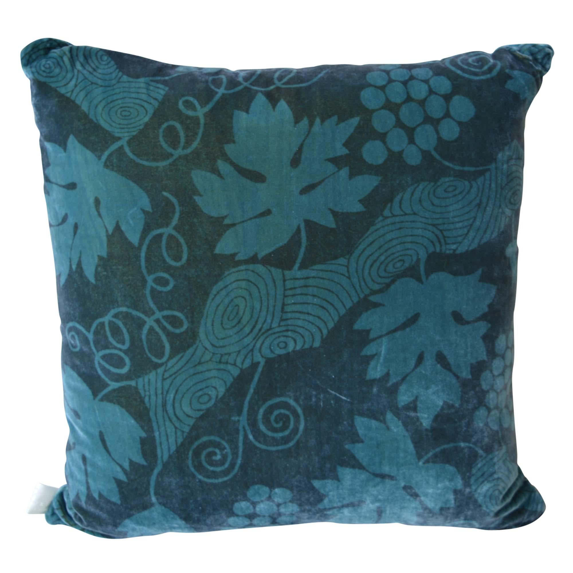 Artist Hand-Dyed Cushions Teal Front Coordinating Blue Green Back For Sale