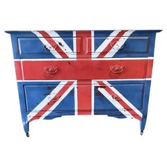 Artist Hand Painted 1930’s Union Jack Chest Of Drawers