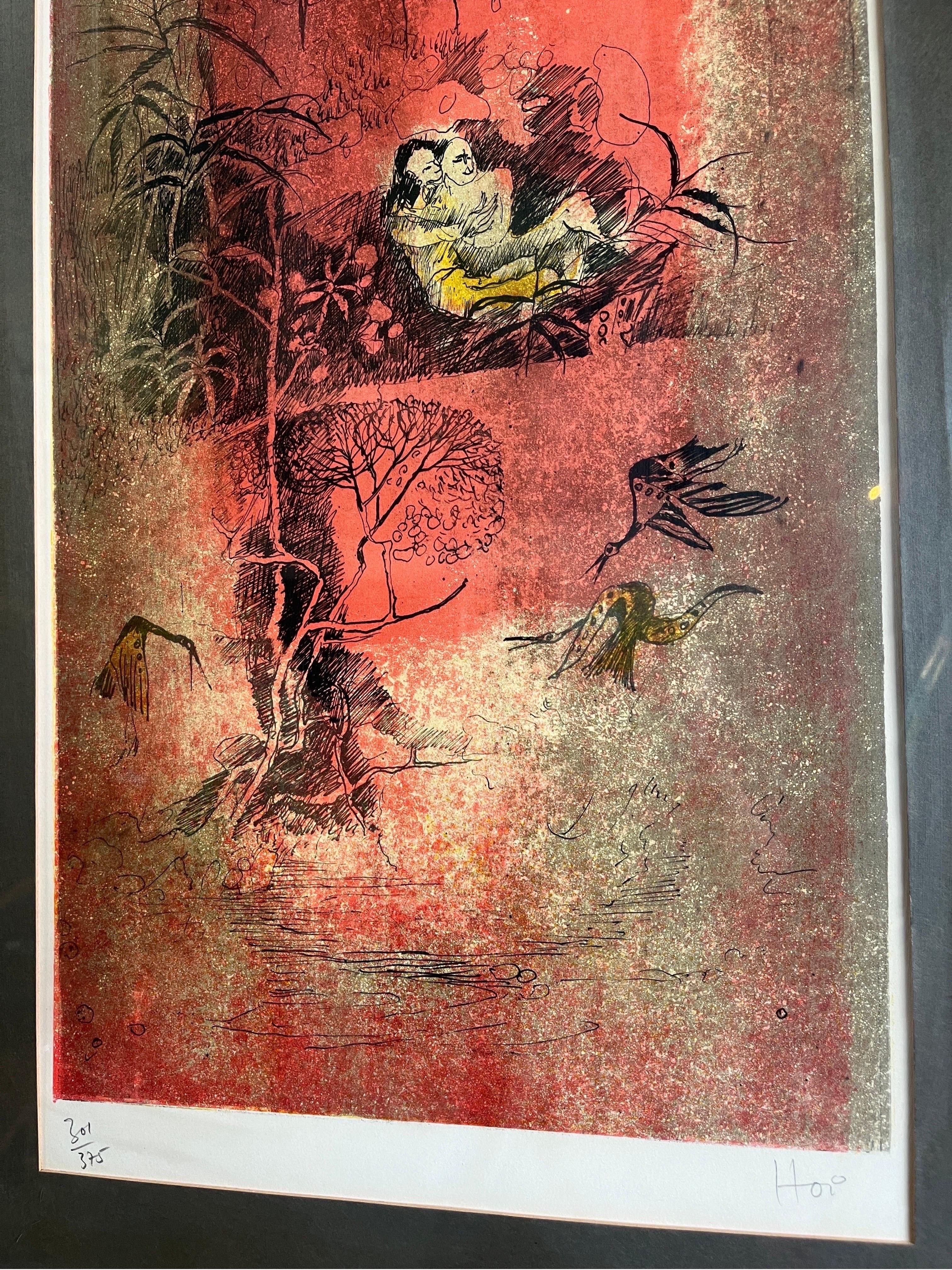 Signierte Lithographie des Künstlers Hoi Lebadang (Moderne der Mitte des Jahrhunderts) im Angebot