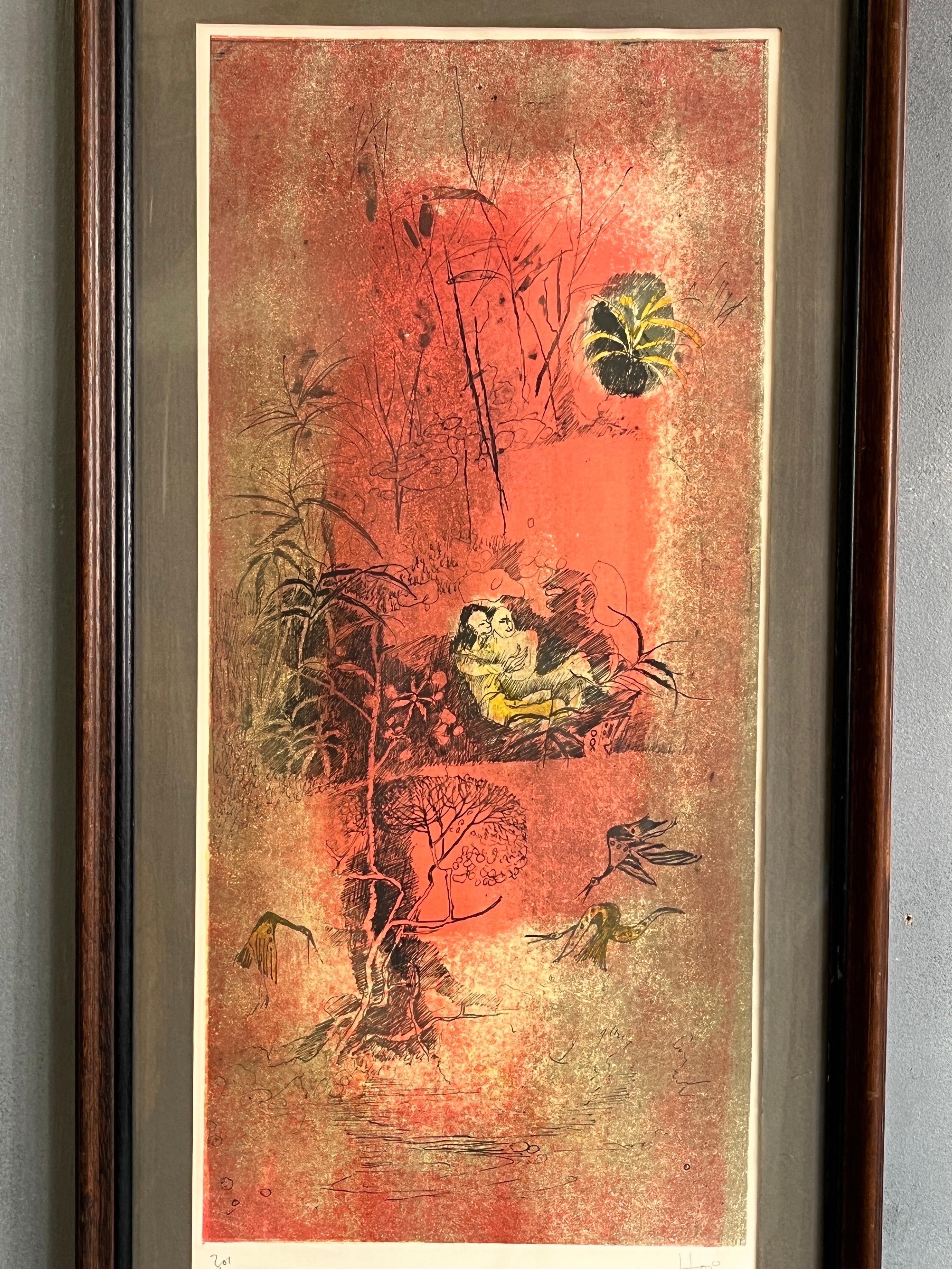 Signierte Lithographie des Künstlers Hoi Lebadang im Zustand „Gut“ im Angebot in BROOKLYN, NY
