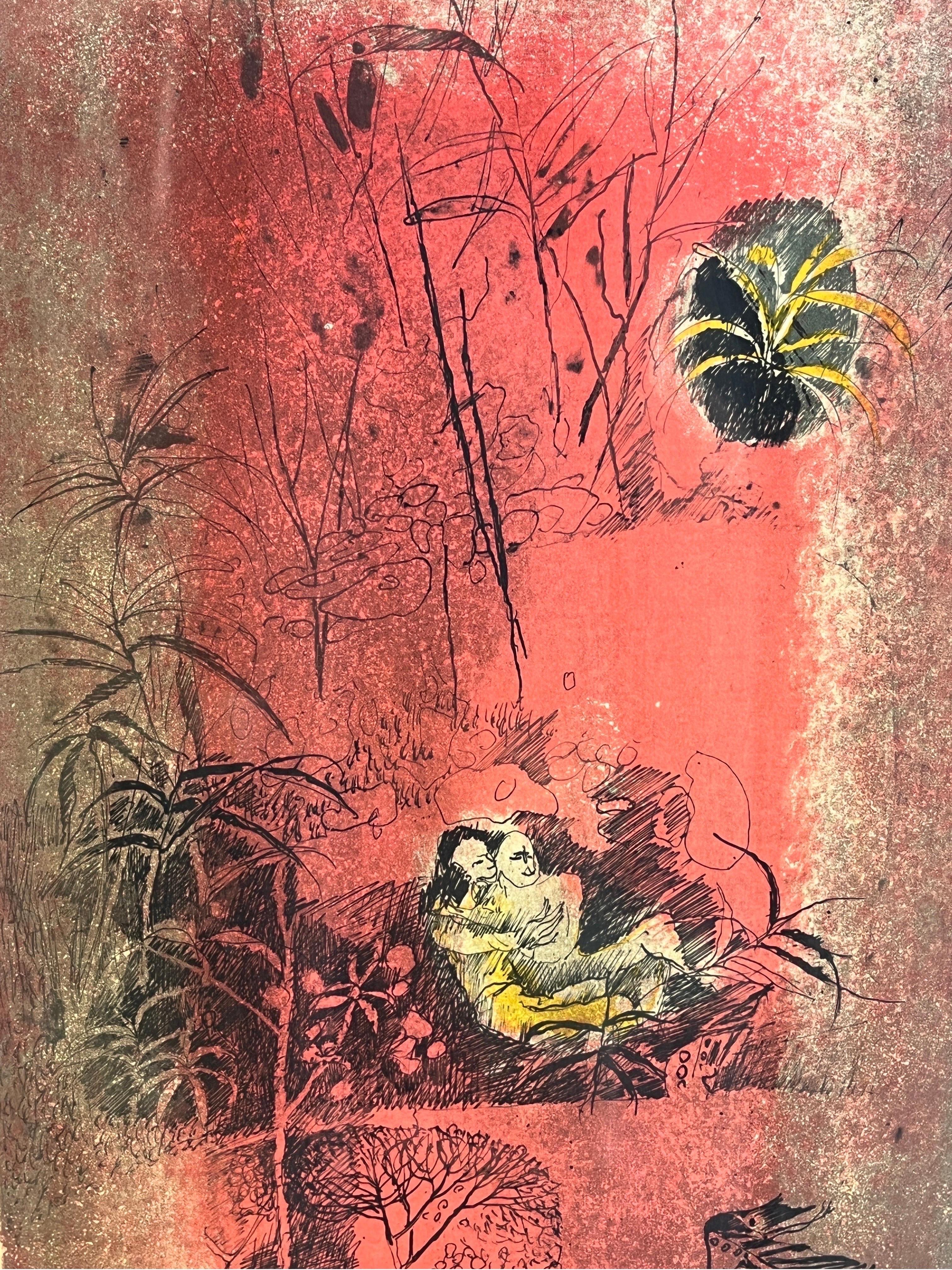 Mid-Century Modern Artist Hoi Lebadang Signed Lithograph For Sale