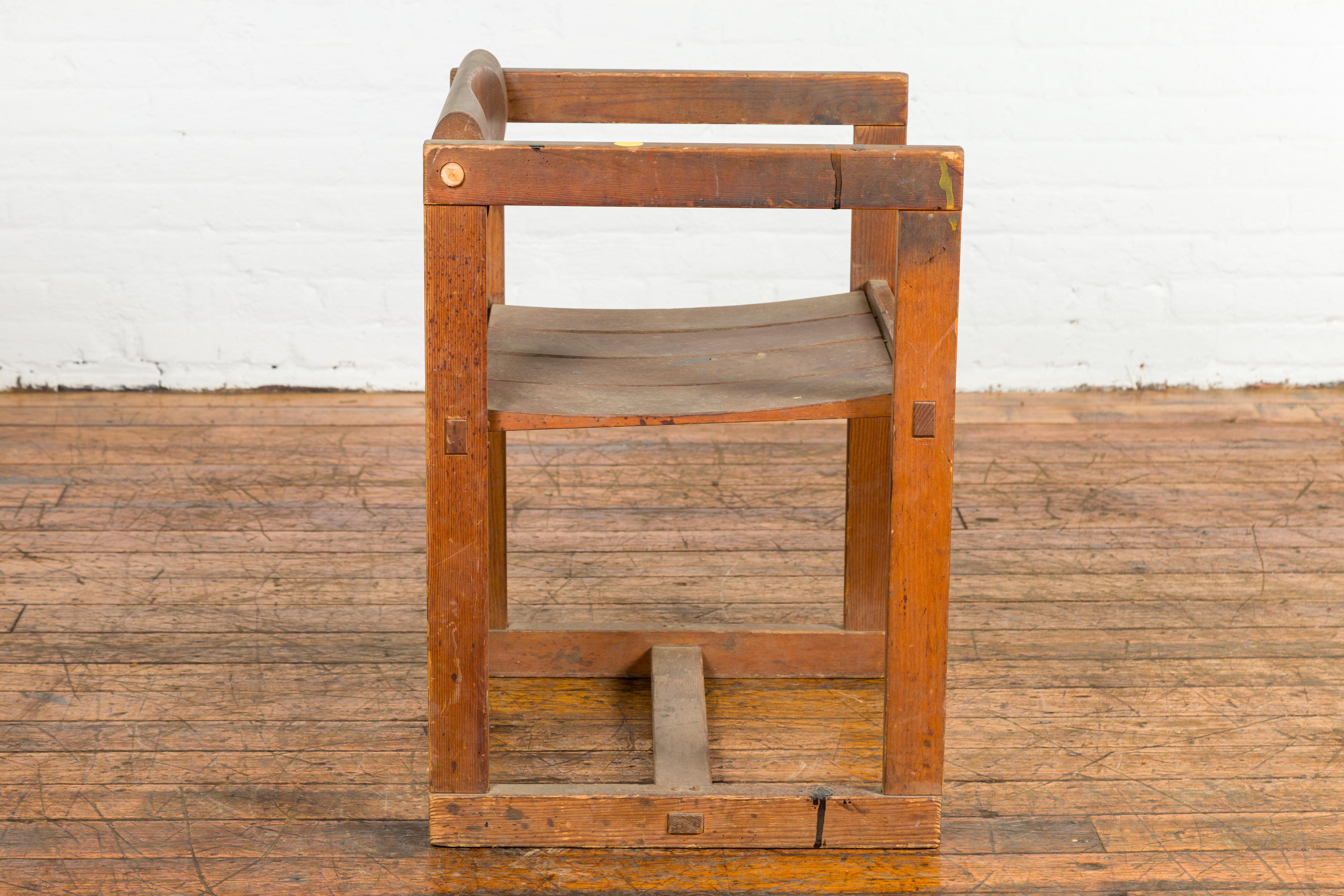 Chaise de bureau vintage de style industriel avec caractère rustique par un artiste en vente 2