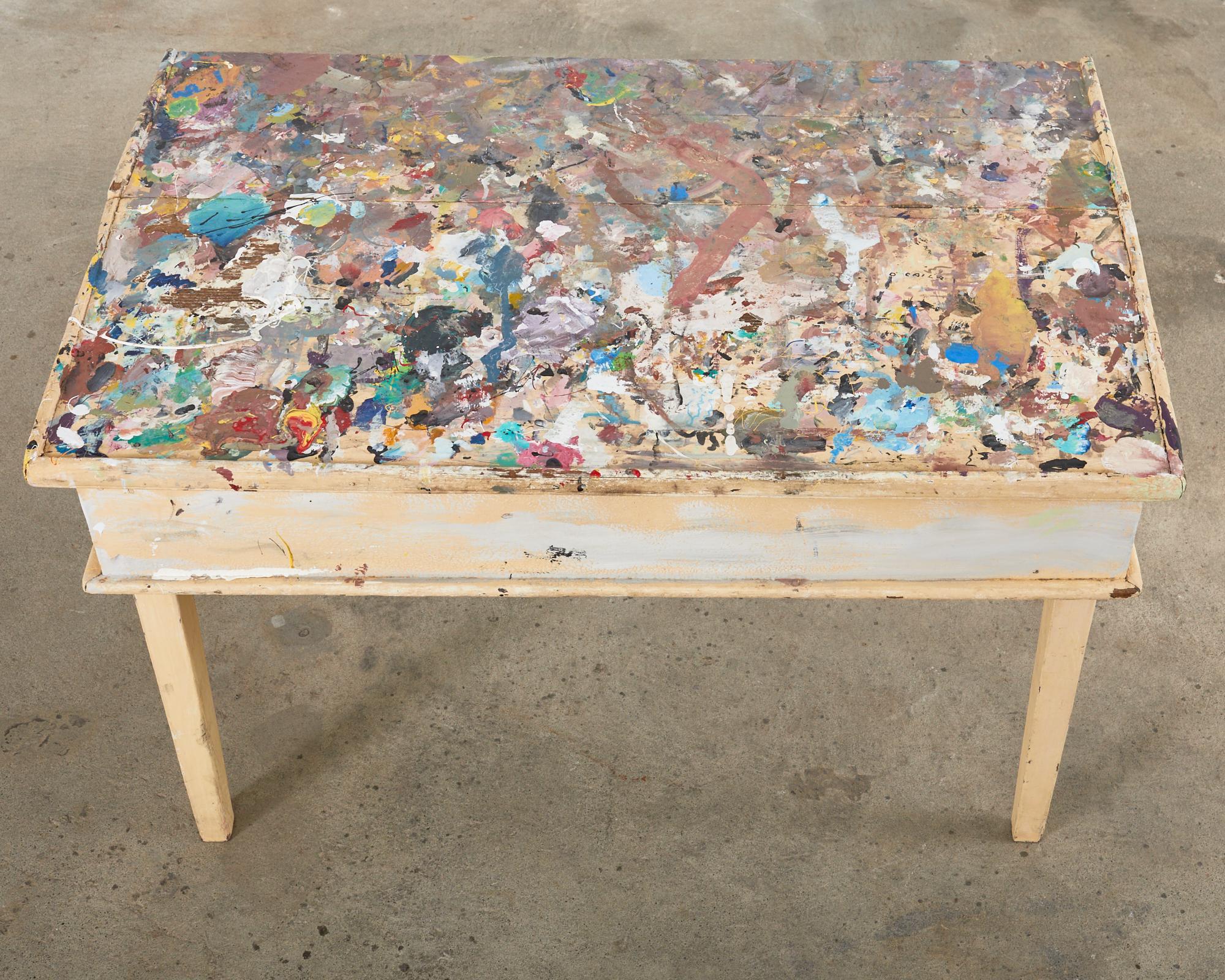 Rustic Artist Ira Yeager's Studio Painting Palette Work Table For Sale